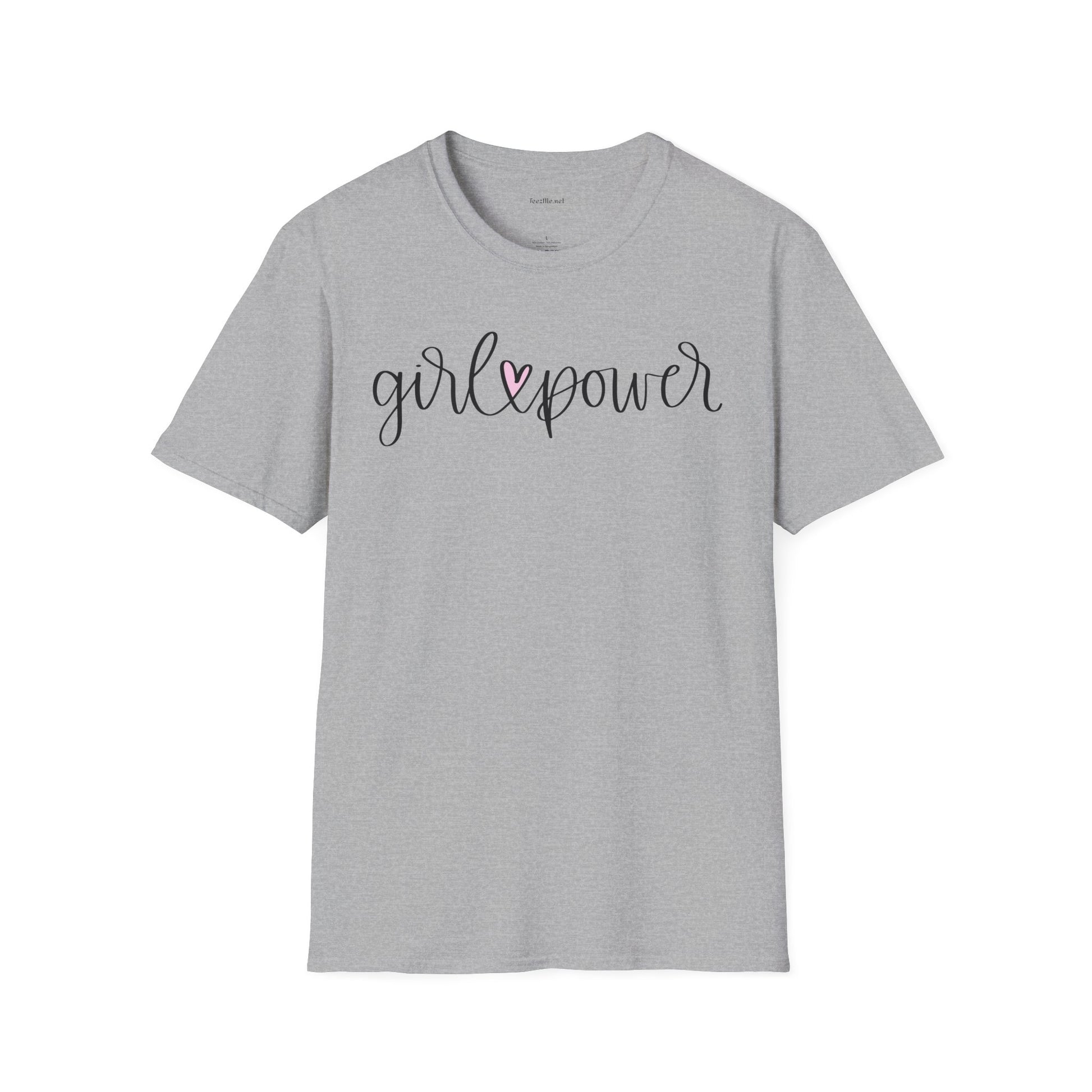 Girl Power T-Shirt — Script Heart Feminist Tee for Women