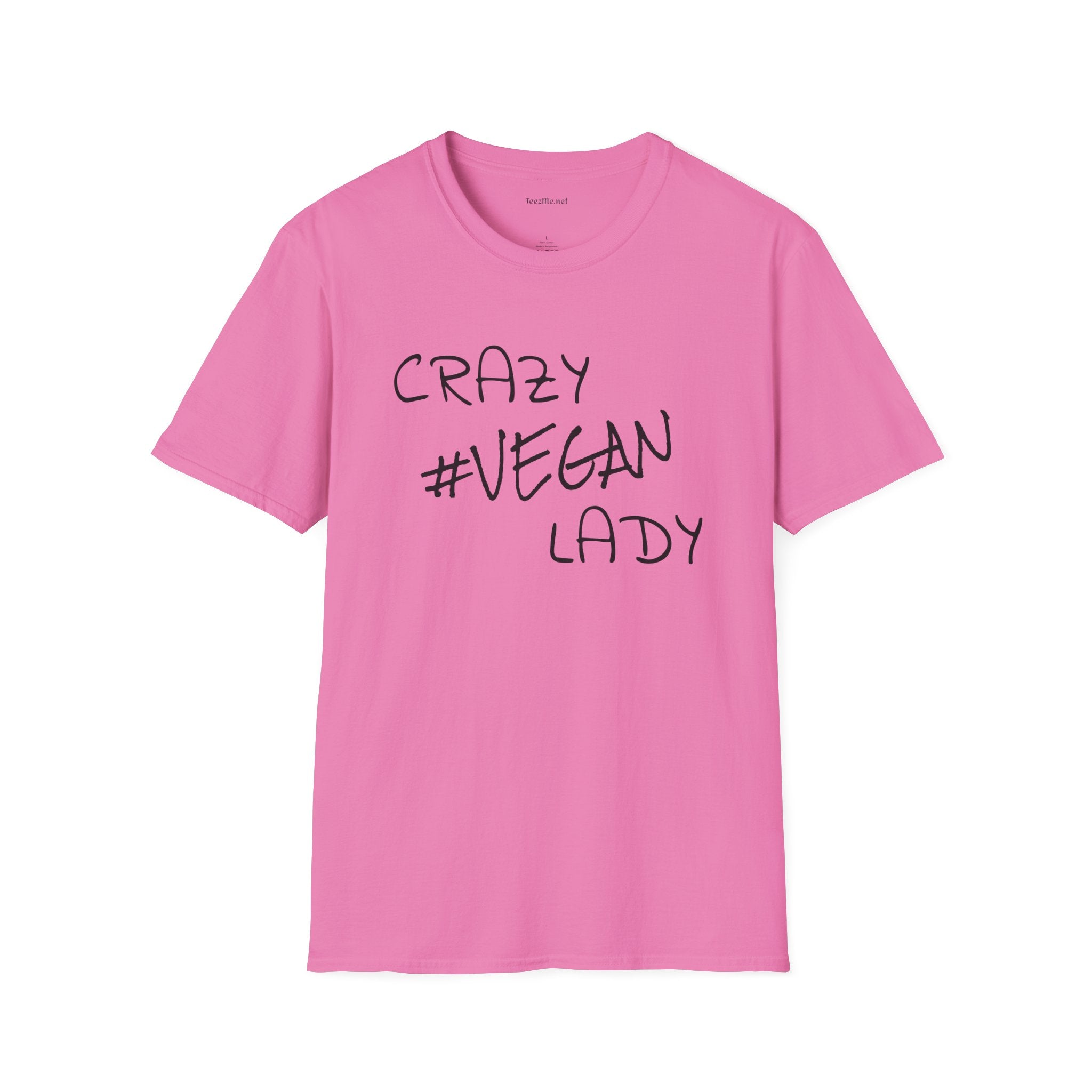 Crazy #Vegan Lady Unisex Softstyle T-Shirt 100% Cotton Graphic