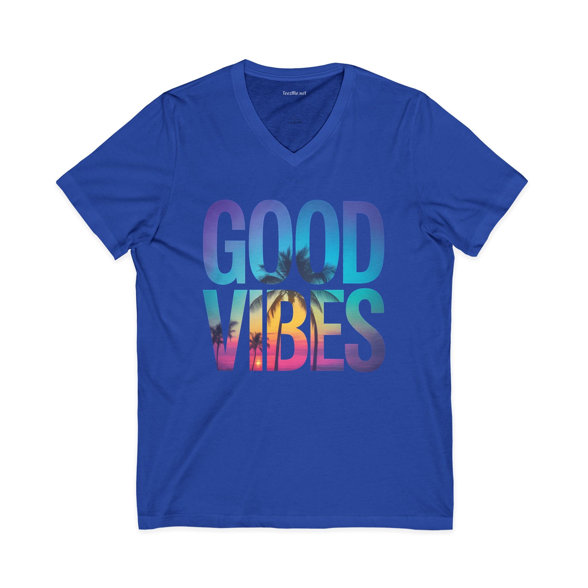 Good Vibes Palm - Unisex Jersey Short Sleeve V-Neck Tee