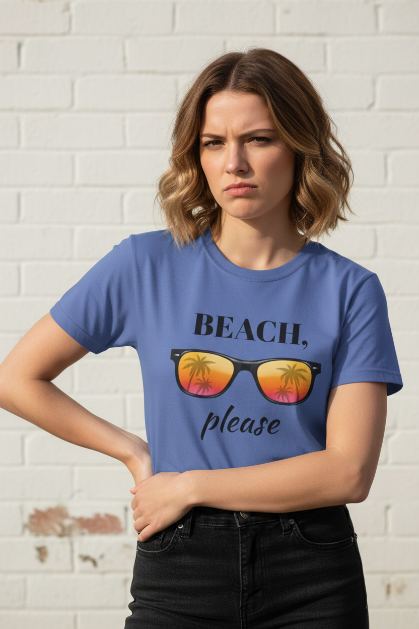 Beach please - Unisex Softstyle T-Shirt 100% Cotton Graphic