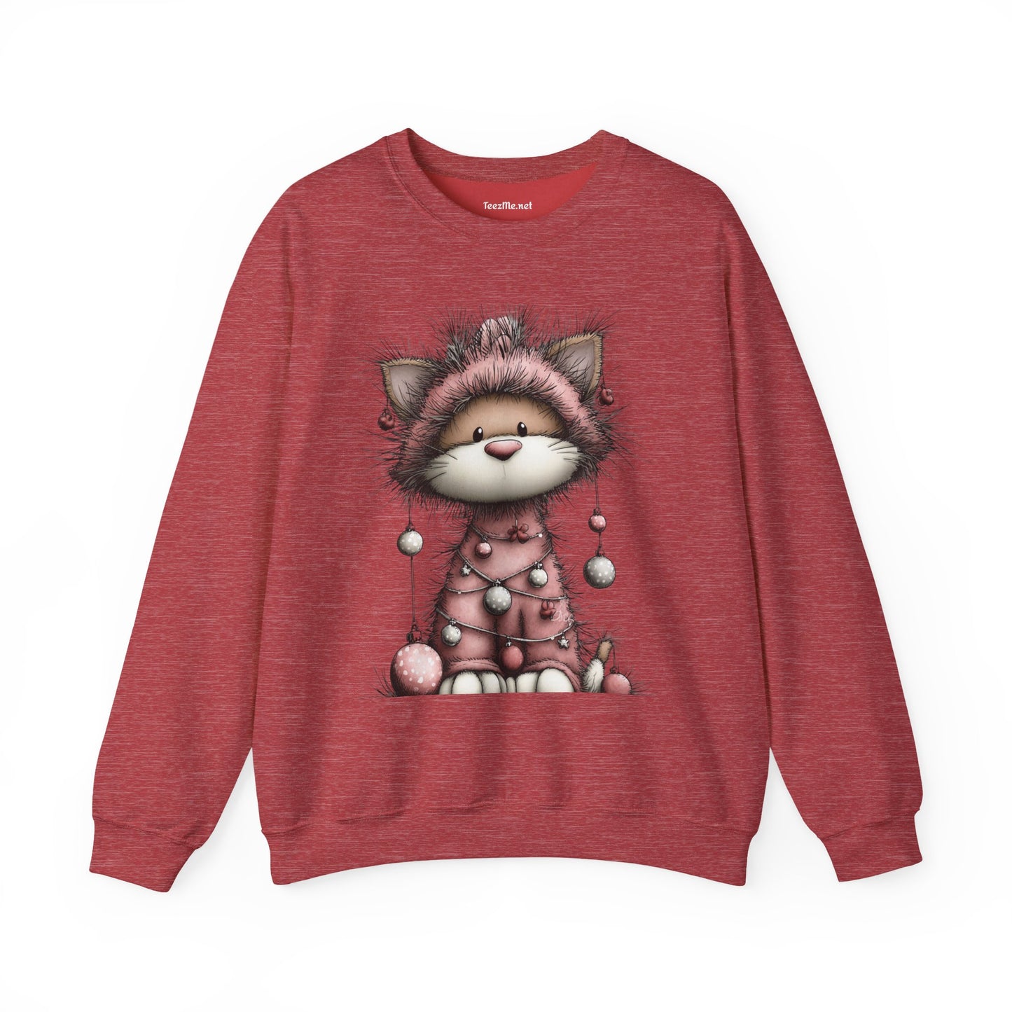 Whimsical Holiday Cat 02 Unisex Heavy Blend™ Crewneck Sweatshirt