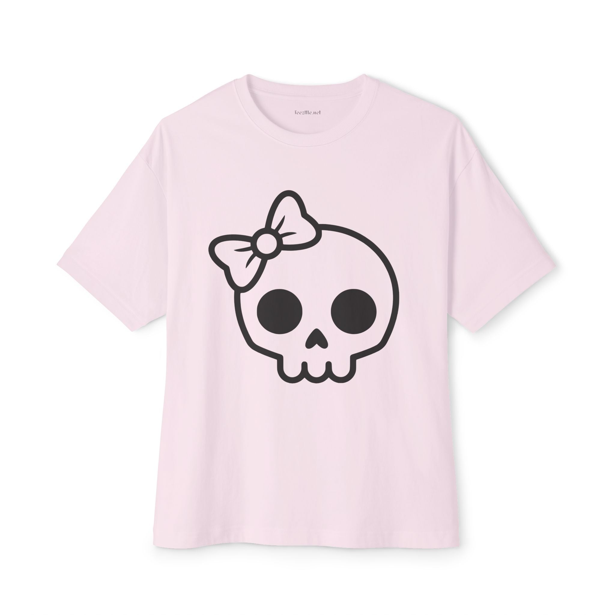 Skull with Bow Tee — Cute Gothic Oversized T-Shirt