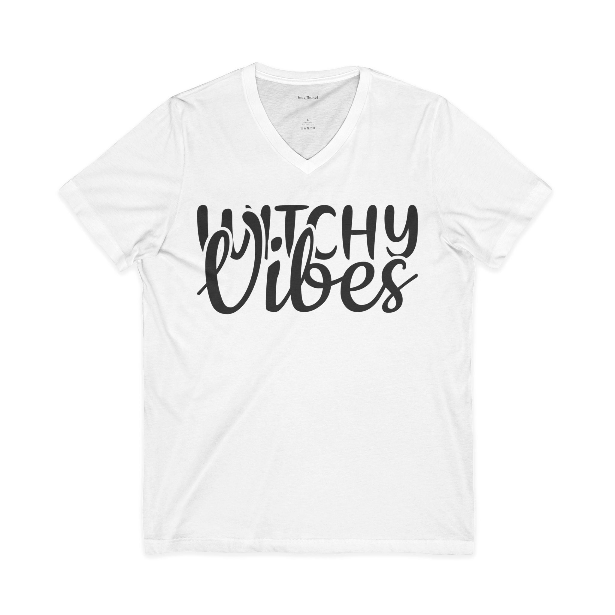 Witchy Vibes V-Neck Tee — Halloween Witch Shirt for Spooky Season