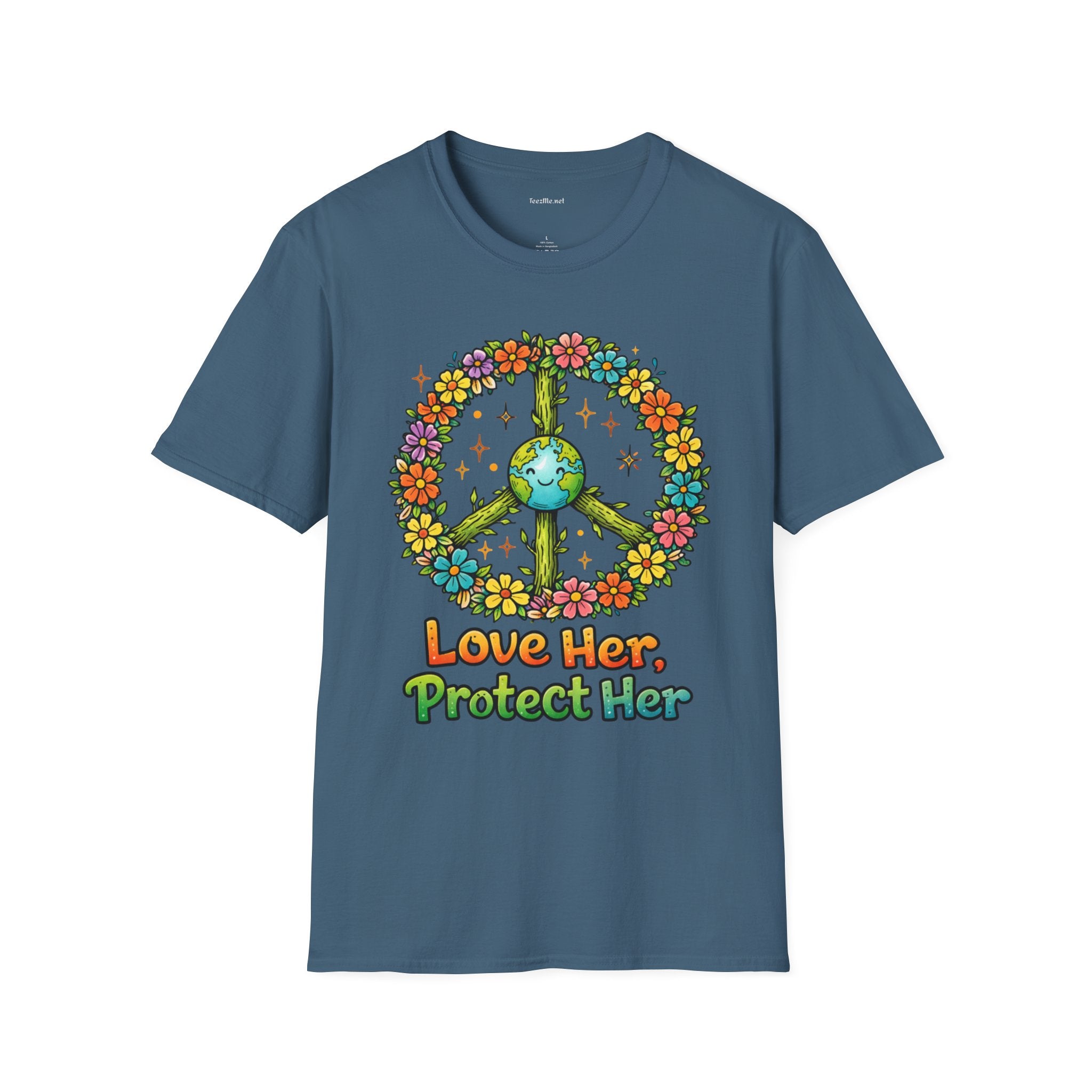 Earth Peace T-Shirt — "Love Her, Protect Her" Floral Eco Graphic