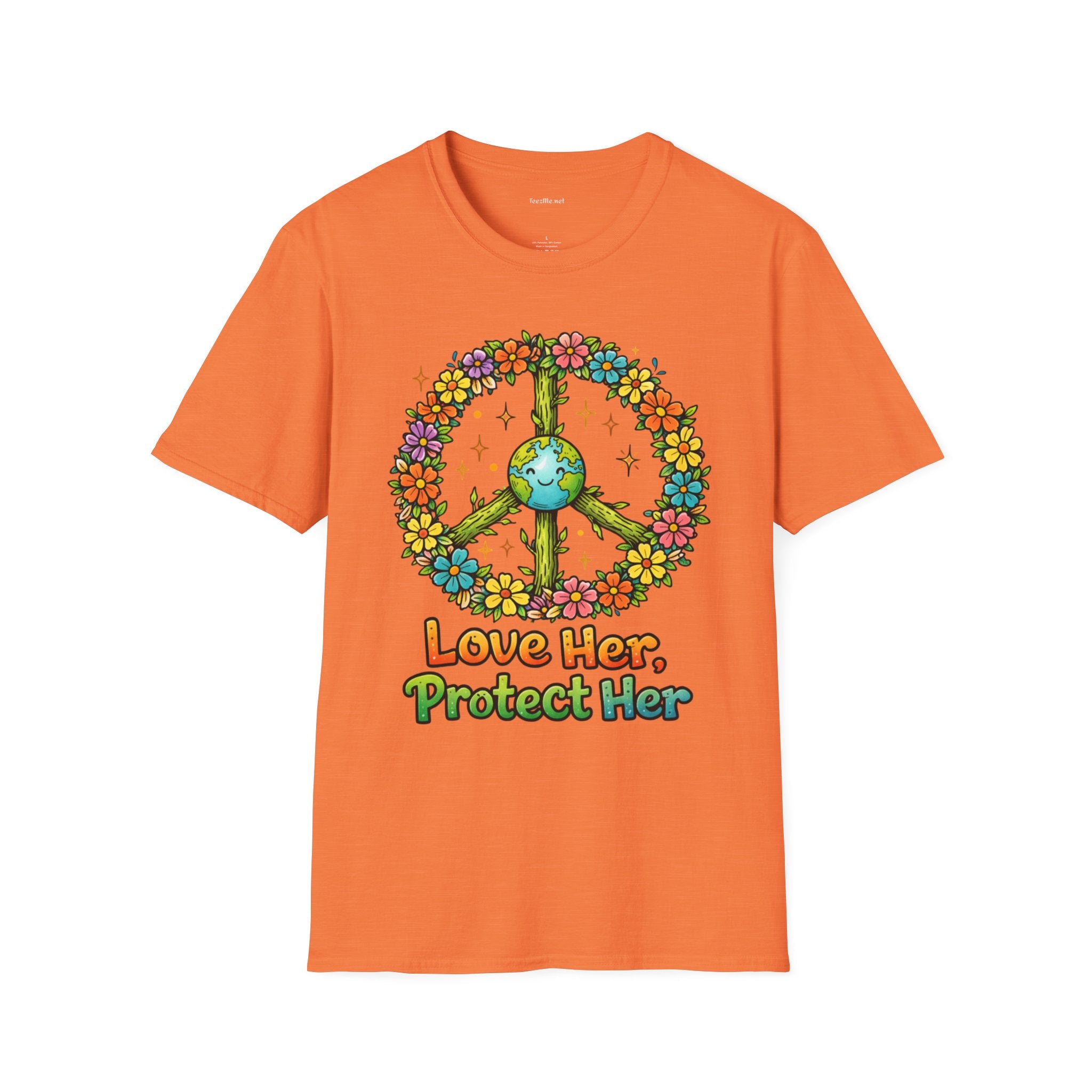 Earth Peace T-Shirt — "Love Her, Protect Her" Floral Eco Graphic