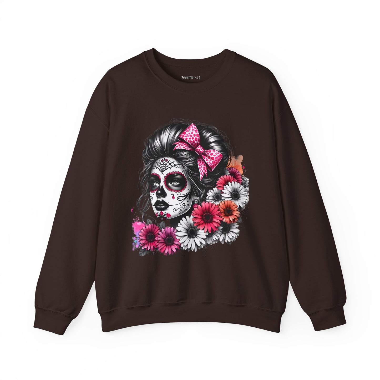 Day of the Dead Woman Sugar Skull Unisex Heavy Blend™ Crewneck Sweatshirt Graphic