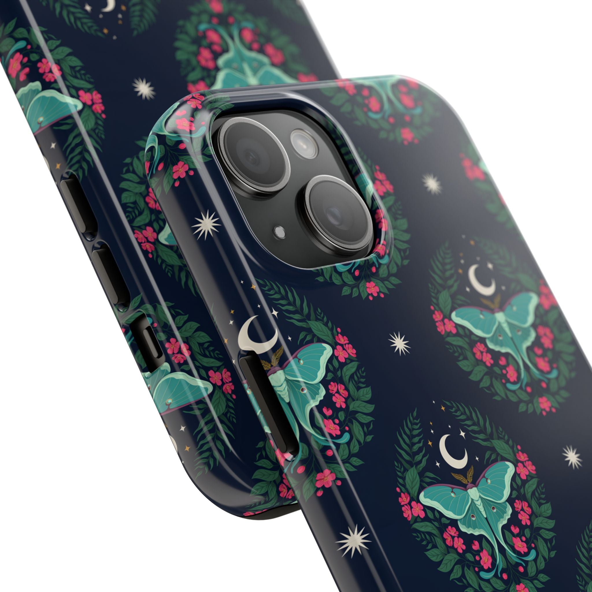 Moon Moth Tough Phone Case — Botanical Nightscape Protective Cover