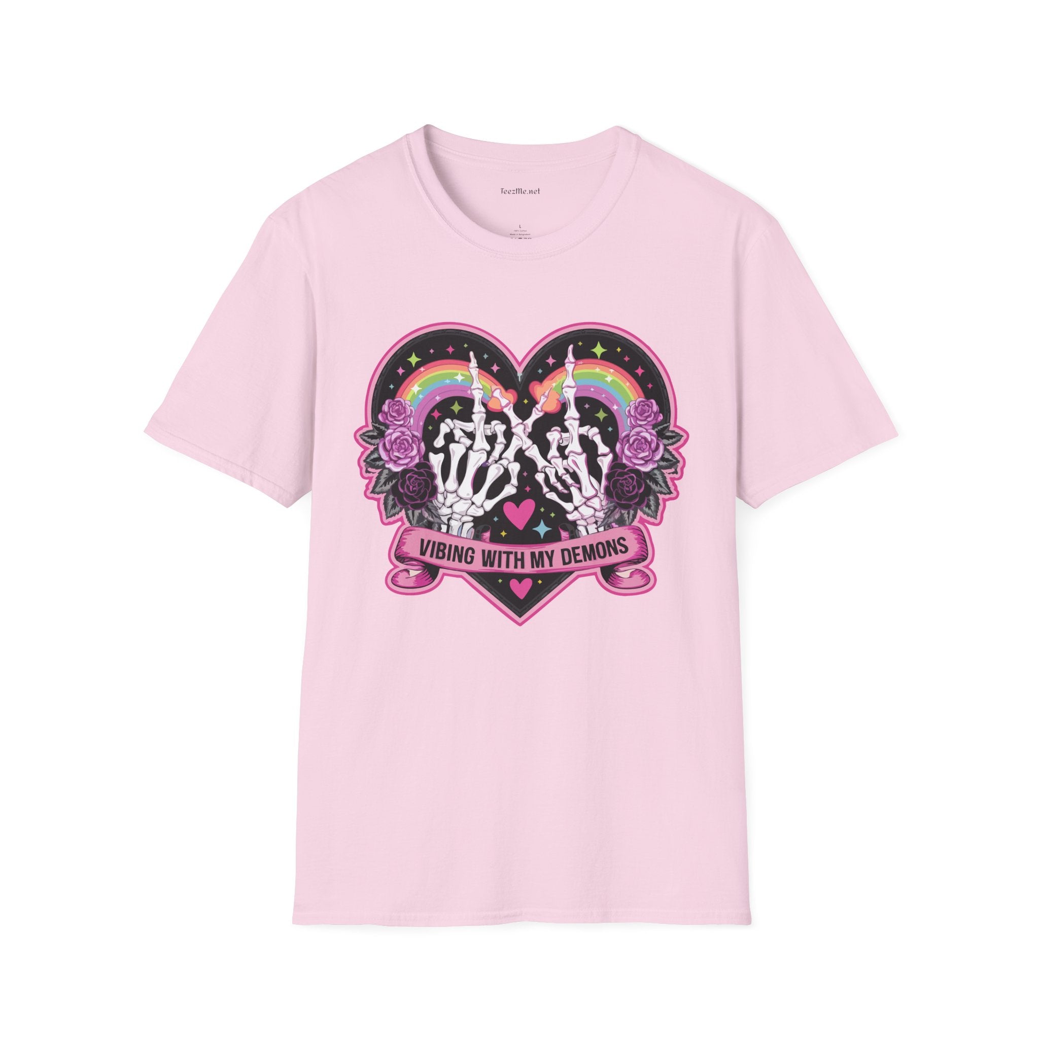 Vibing with My Demons Unisex Softstyle T-Shirt 100% Cotton Graphic