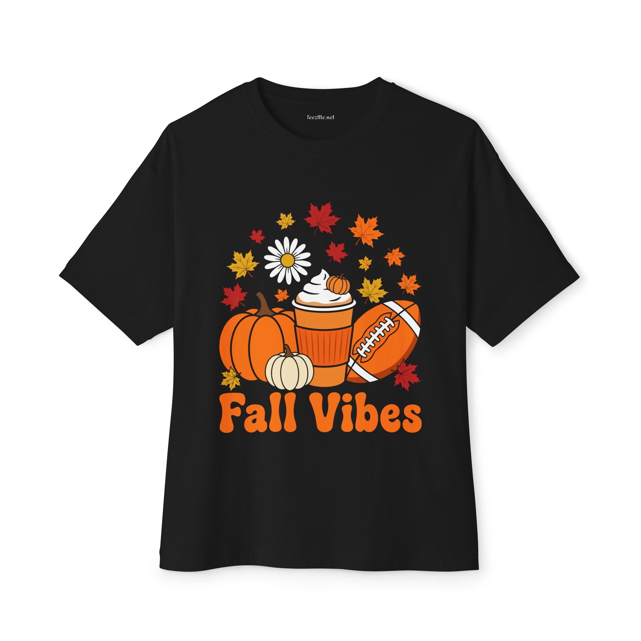 Fall Vibes Tee — Pumpkin Coffee & Football Autumn T-Shirt