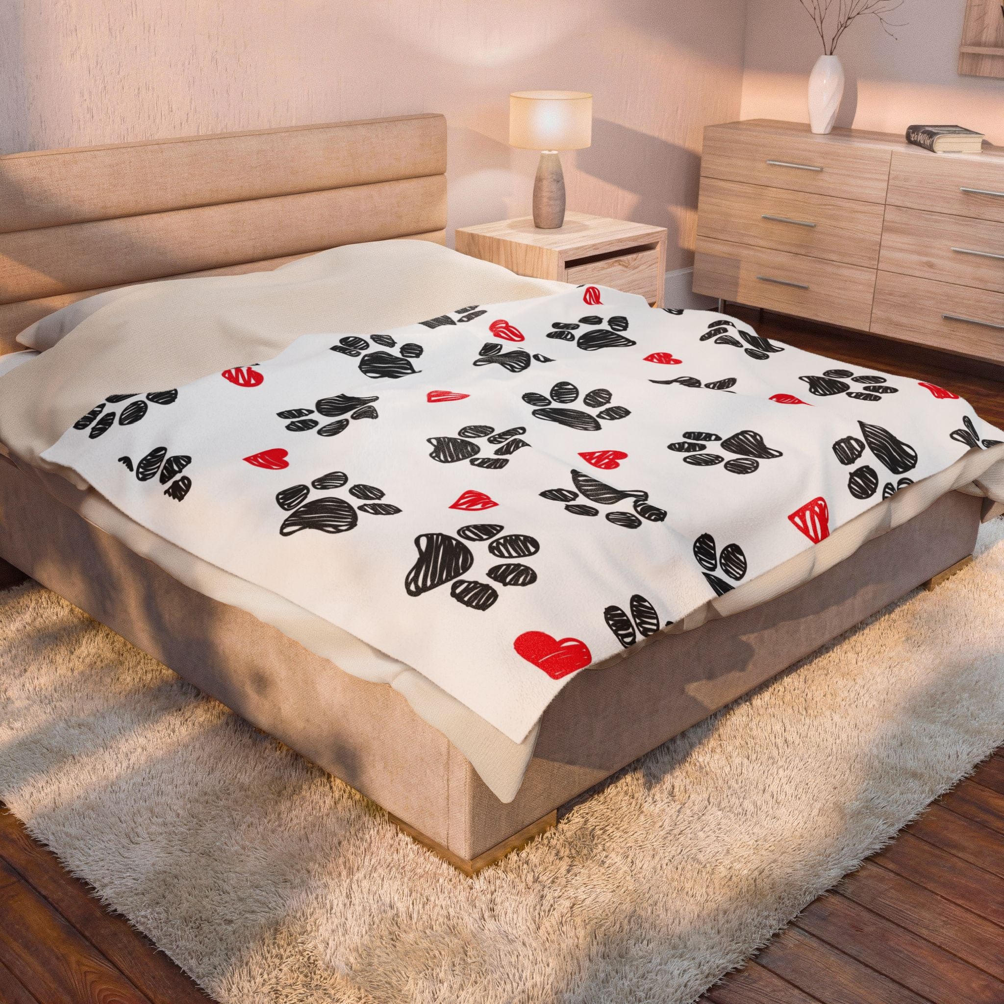 Love Paws Velveteen Plush Blanket birthday valentine gift