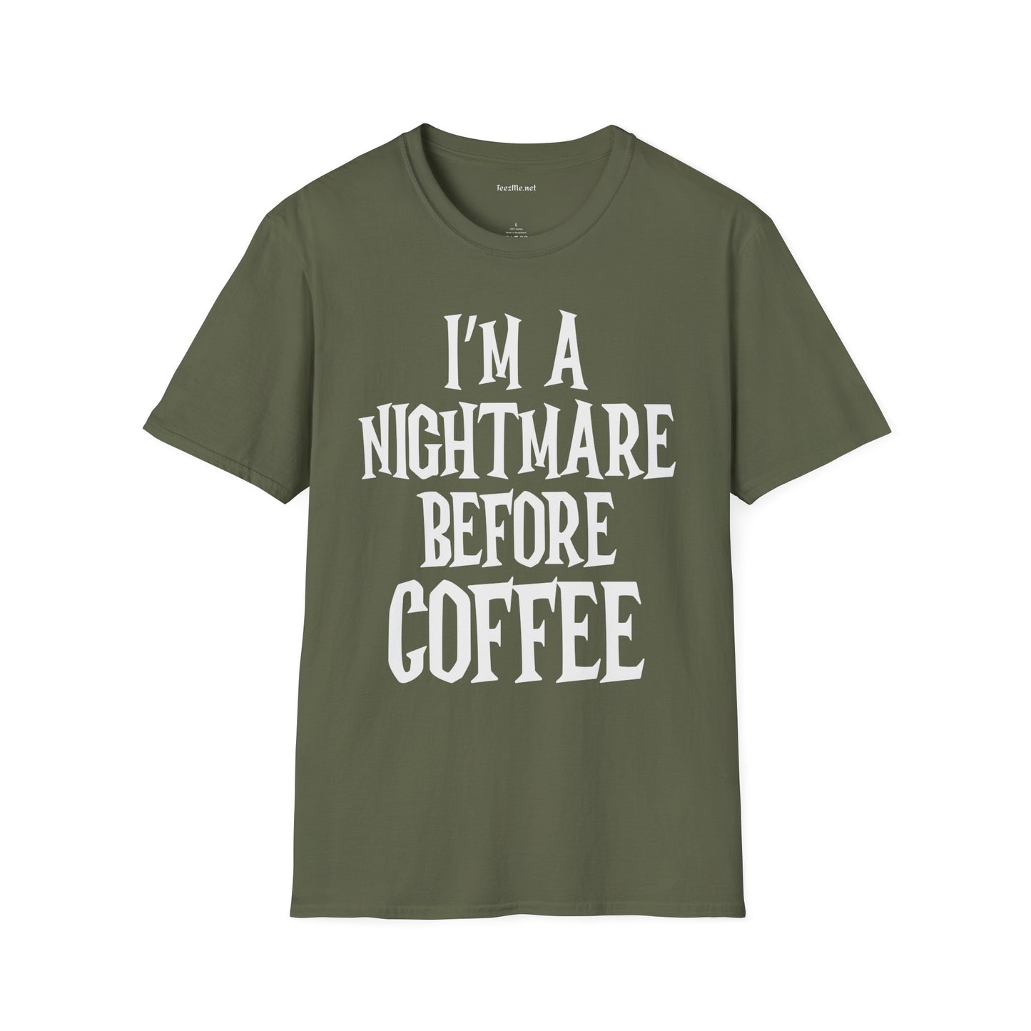 I'm a Nightmare Before Coffee Unisex Softstyle T-Shirt 100% Cotton Graphic