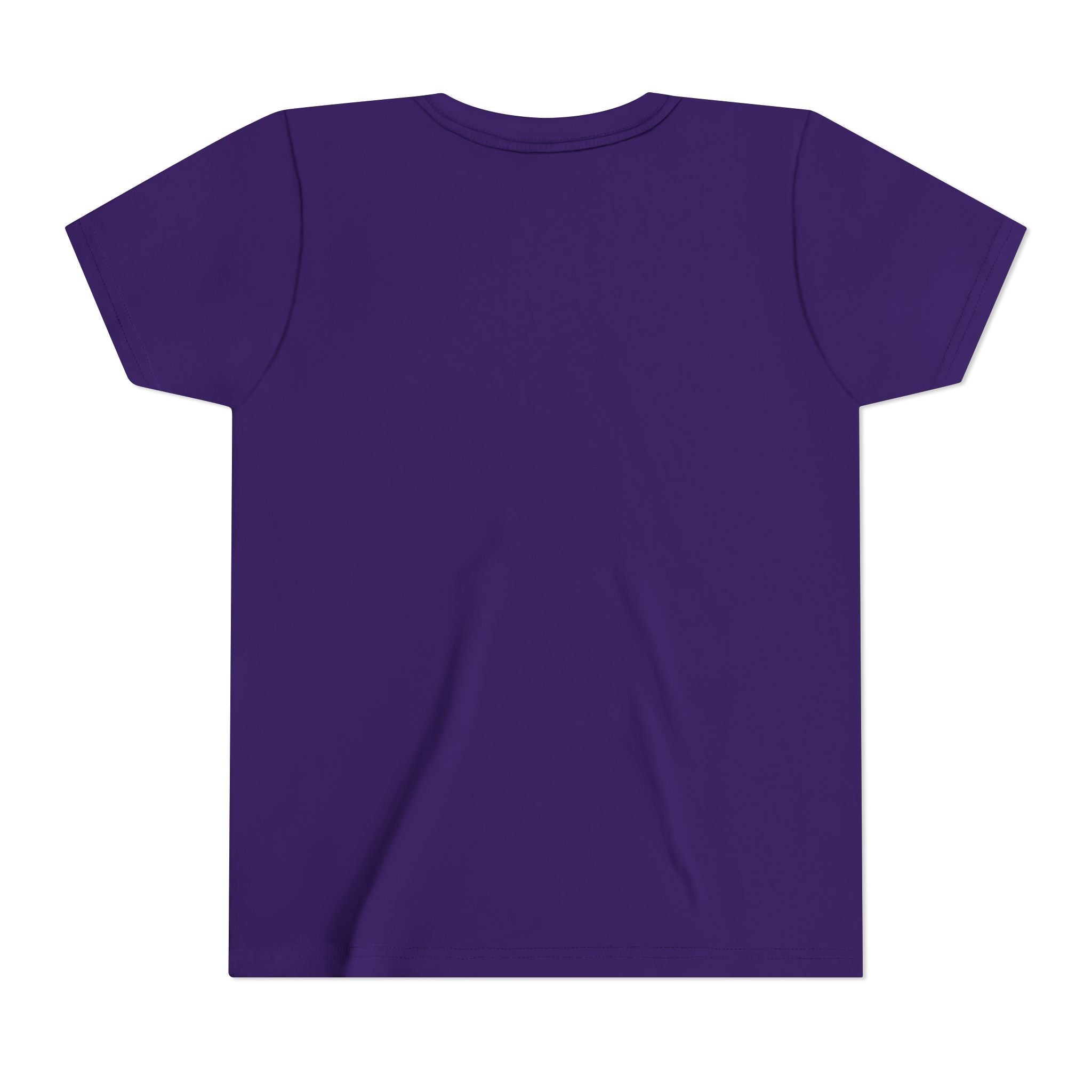 Youth Cheerleader Tee — Purple Pom-Pom & Megaphone Cheer Shirt