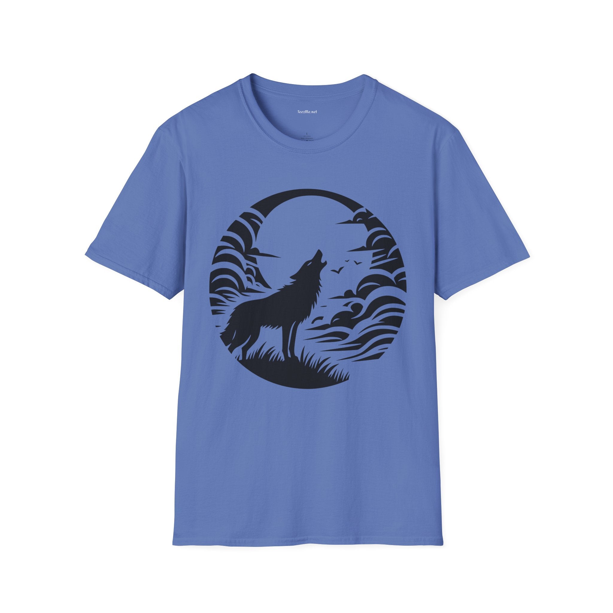 Wolf Howling Moon - Unisex Softstyle T-Shirt 100% Cotton Graphic