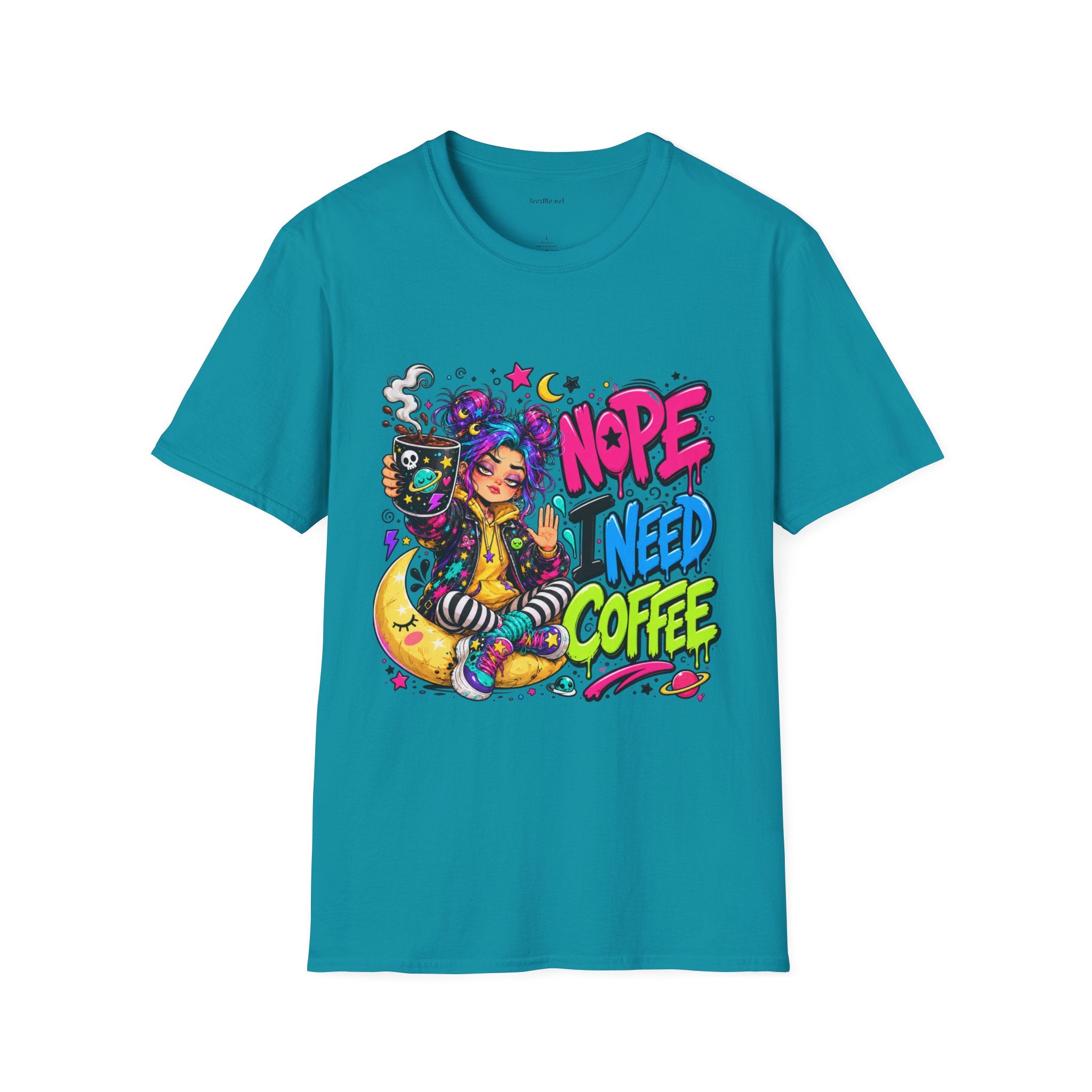 Nope I Need Coffee T‑Shirt — Colorful Coffee Lover Graphic Tee