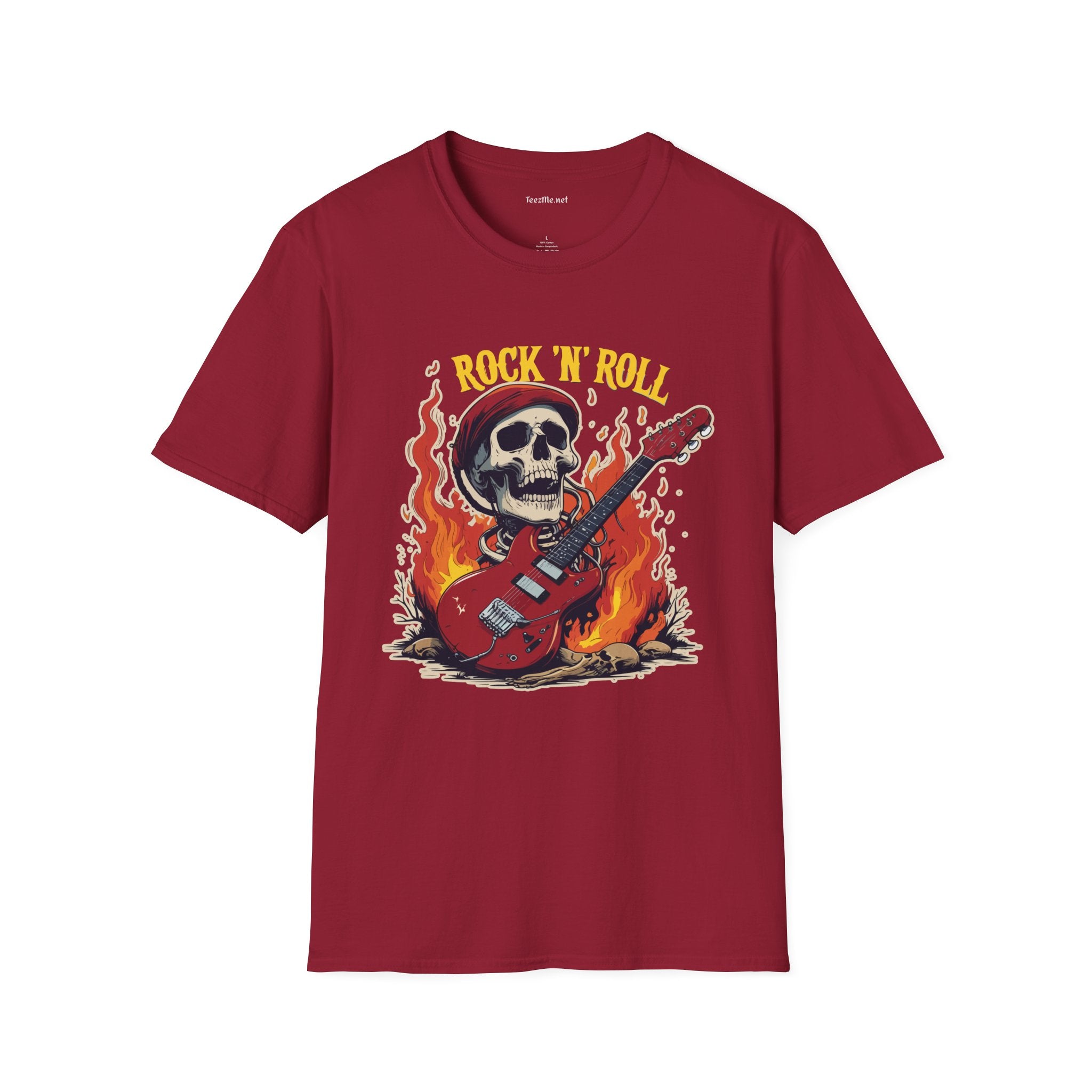 Rock N Roll Skeleton - Unisex Softstyle T-Shirt 100% Cotton Graphic