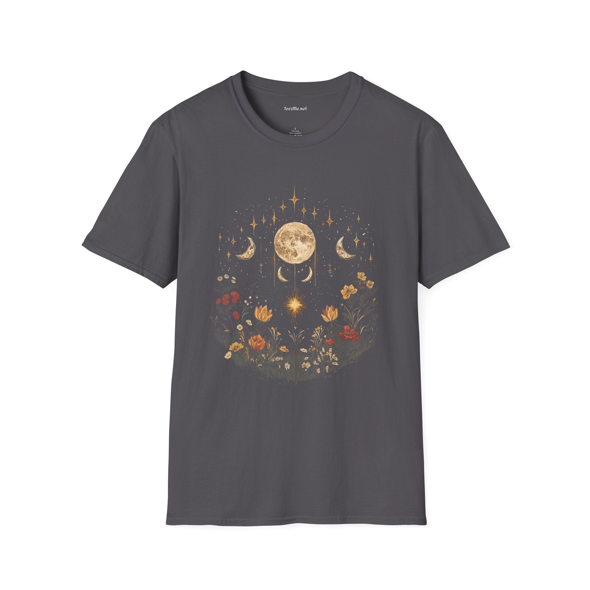 BOHO Moon Floral1 Unisex Softstyle T-Shirt 100% Cotton Graphic