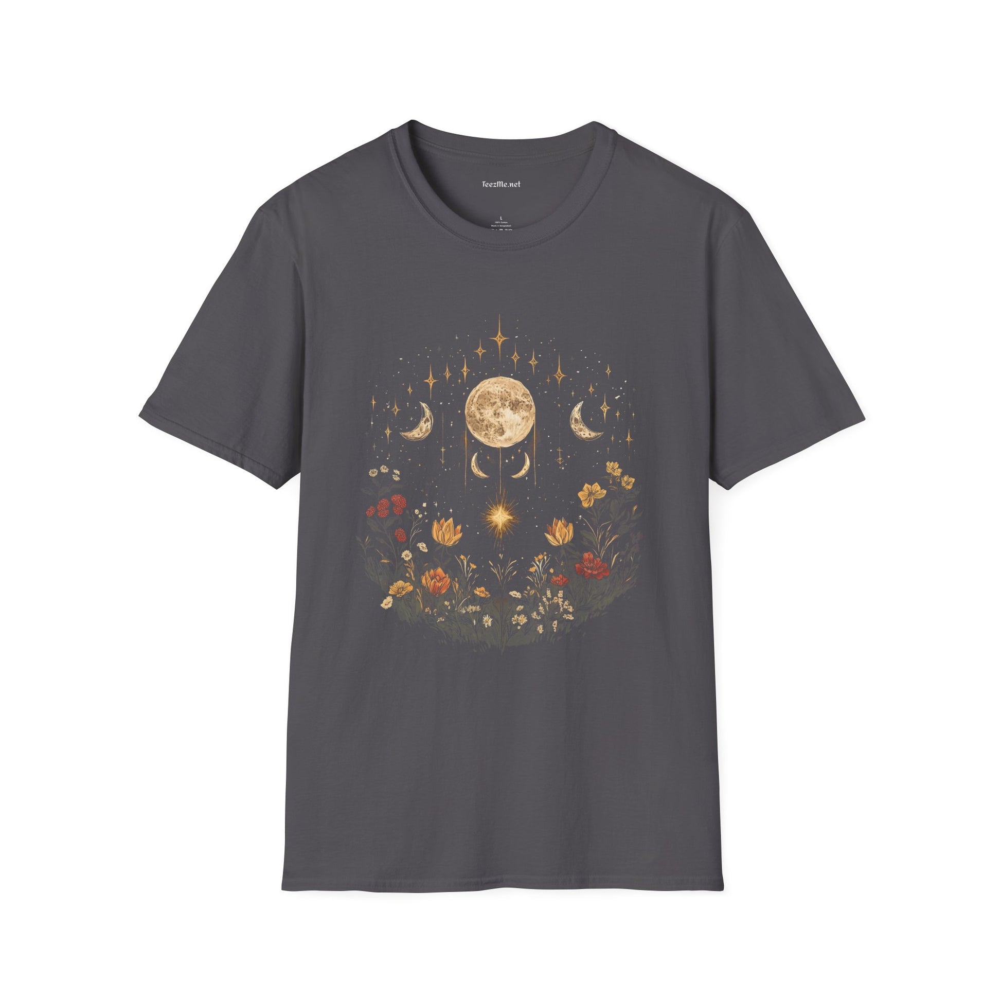 BOHO Moon Floral1 Unisex Softstyle T-Shirt 100% Cotton Graphic