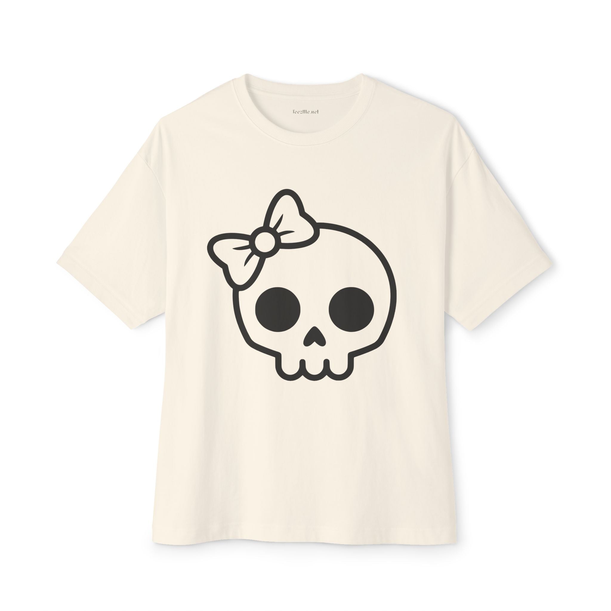 Skull with Bow Tee — Cute Gothic Oversized T-Shirt