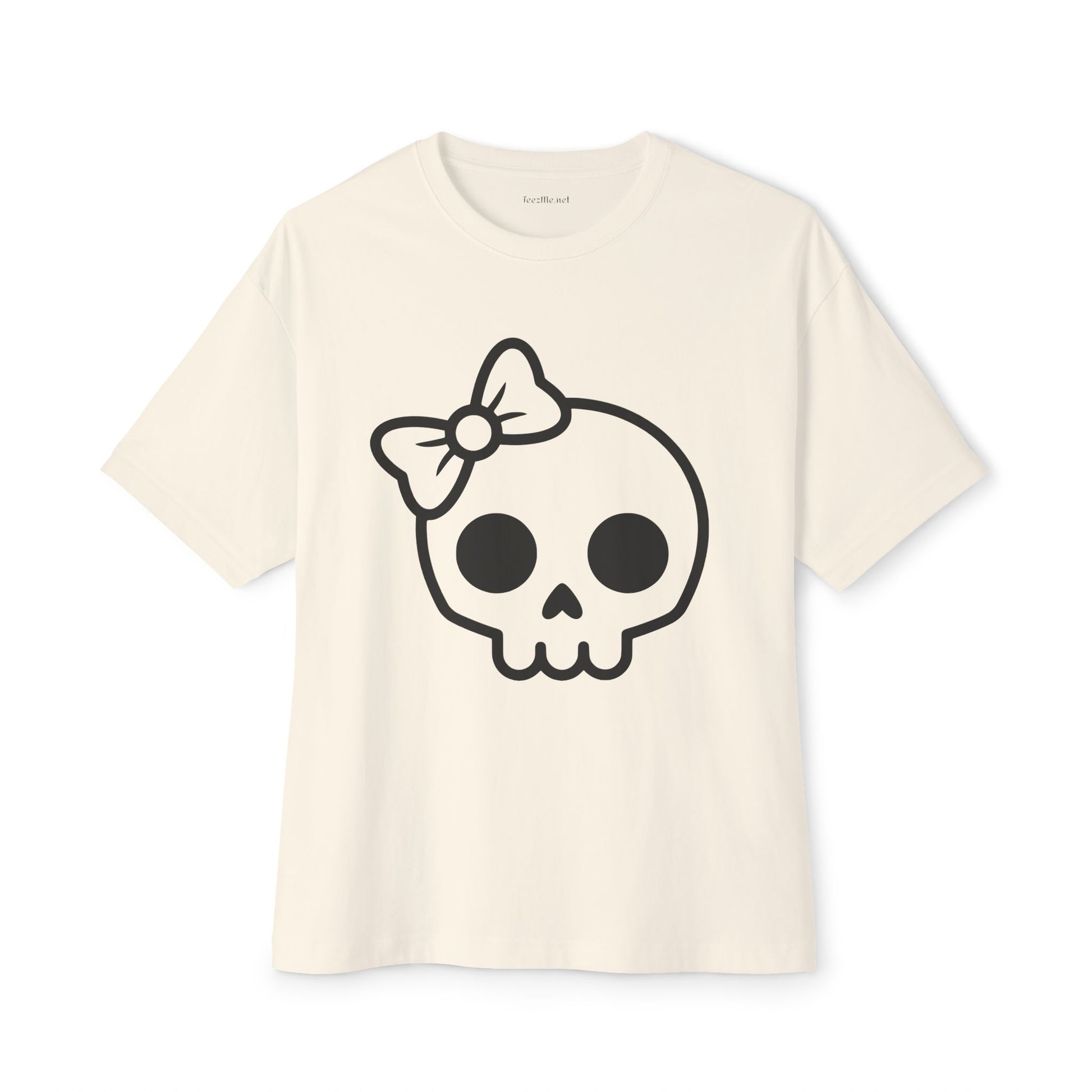 Skull with Bow Tee — Cute Gothic Oversized T-Shirt