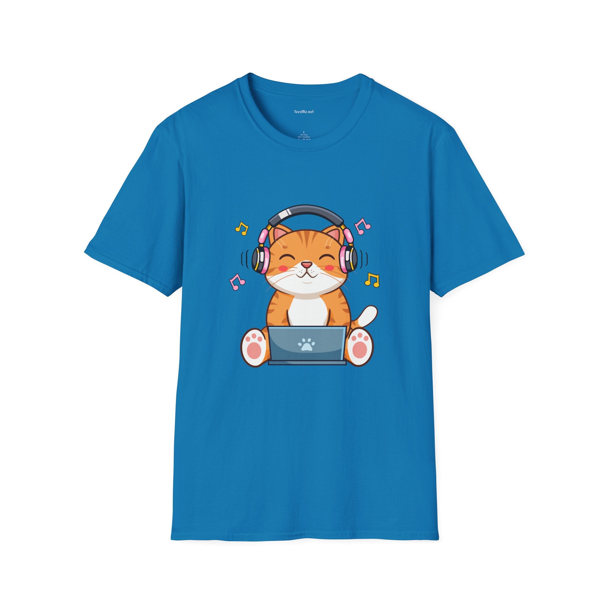 Cat with Headphones T-Shirt — Cute Music Kitty Tee