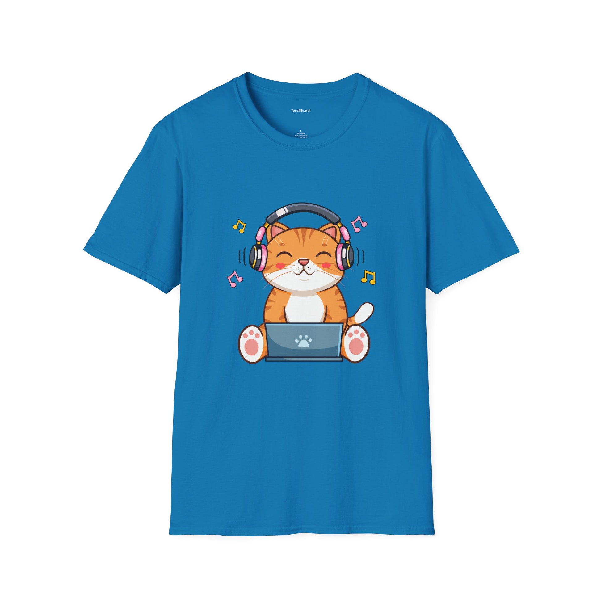 Cat with Headphones T-Shirt — Cute Music Kitty Tee