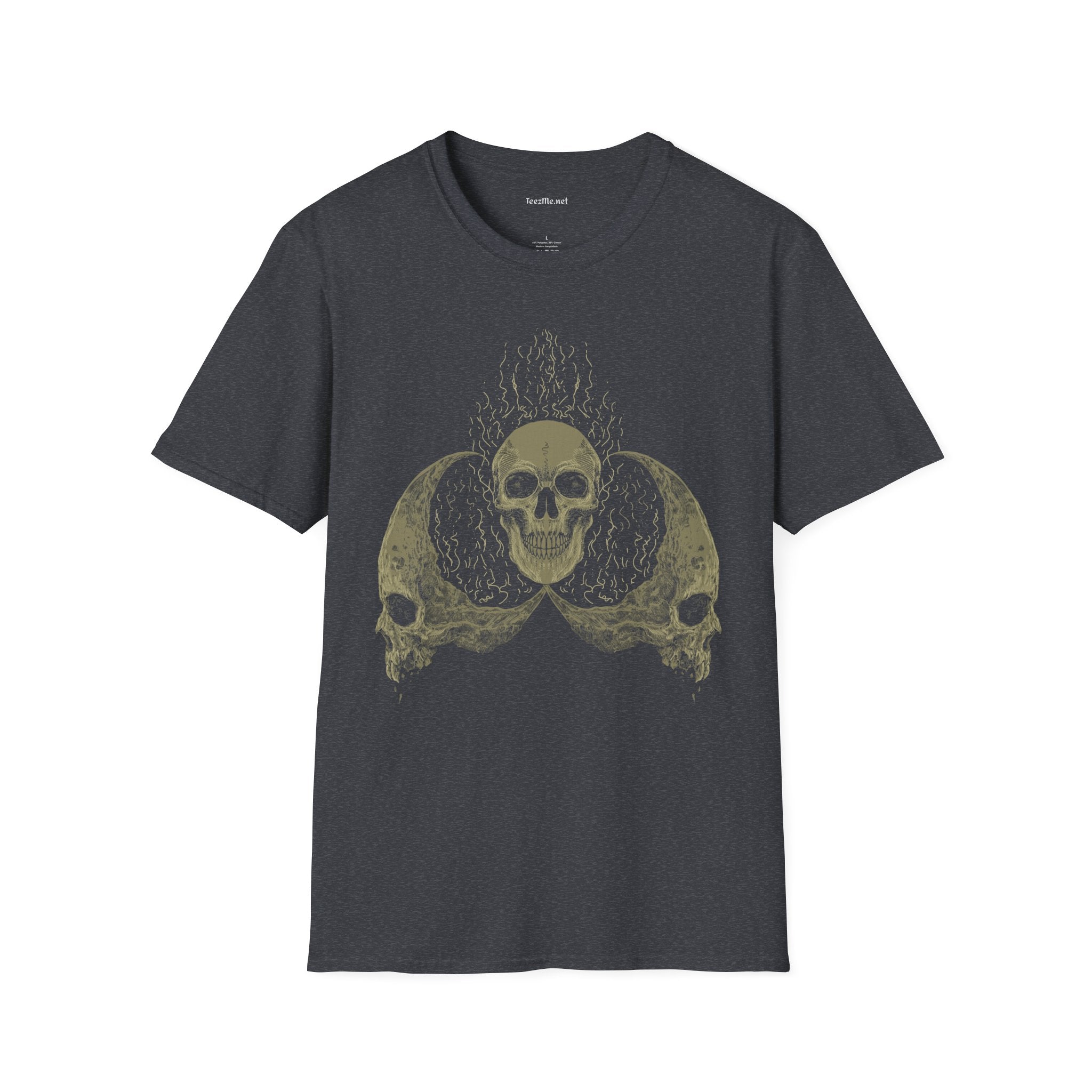 Skull Head Moon Fire Unisex Softstyle T-Shirt 100% Cotton