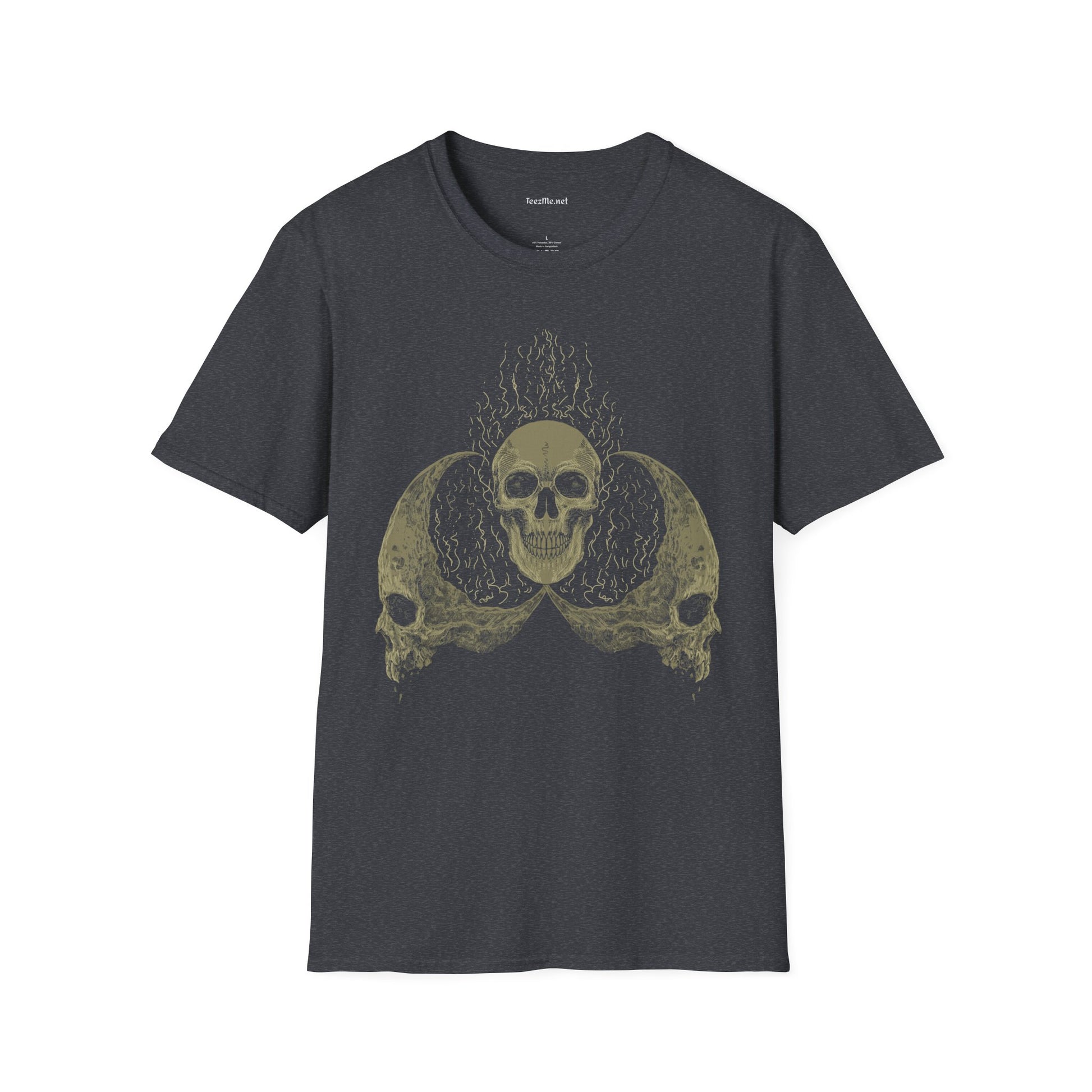 Skull Head Moon Fire Unisex Softstyle T-Shirt 100% Cotton