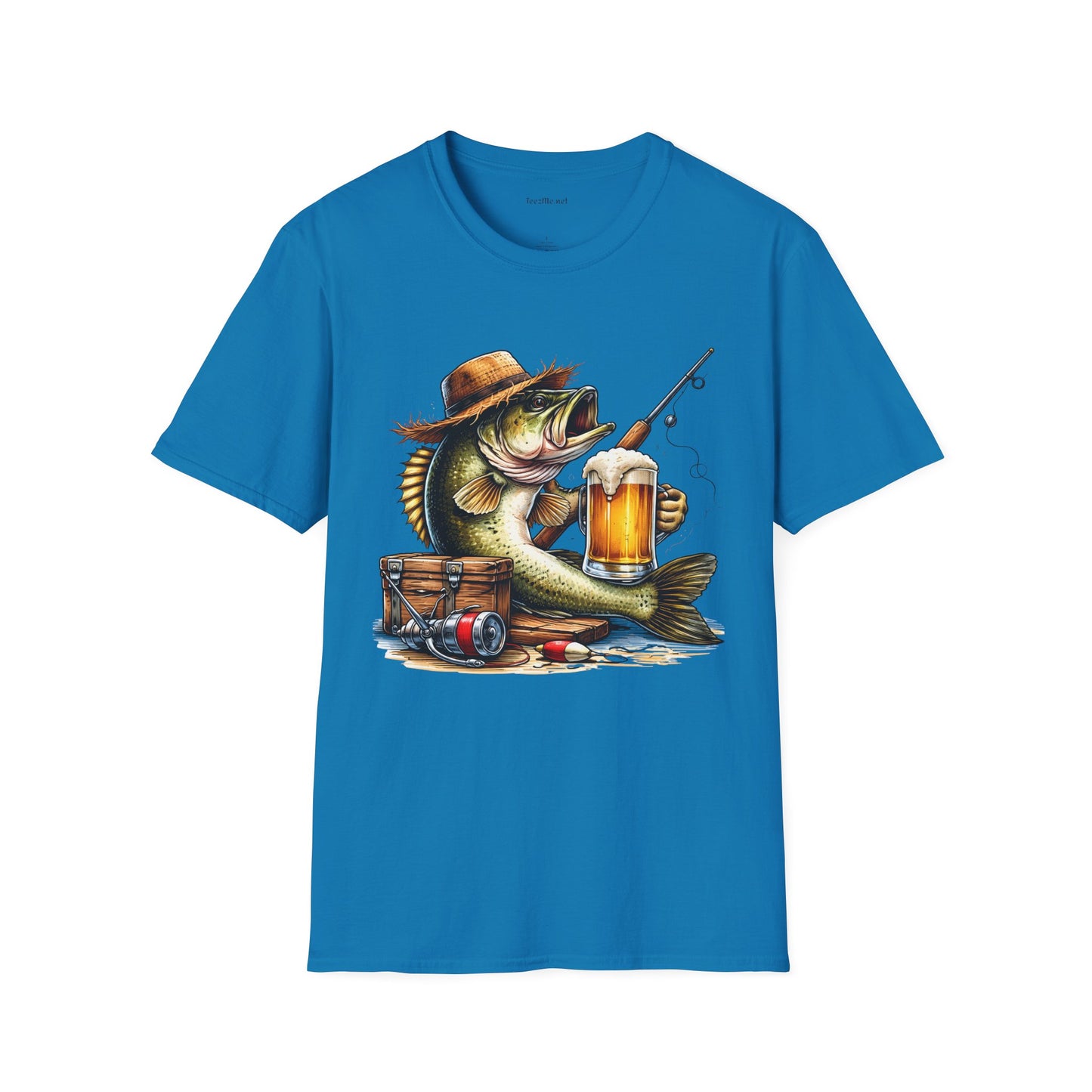 Bass Drinking Beer Unisex Soft Style T-Shirt 100% Cotton Graphic