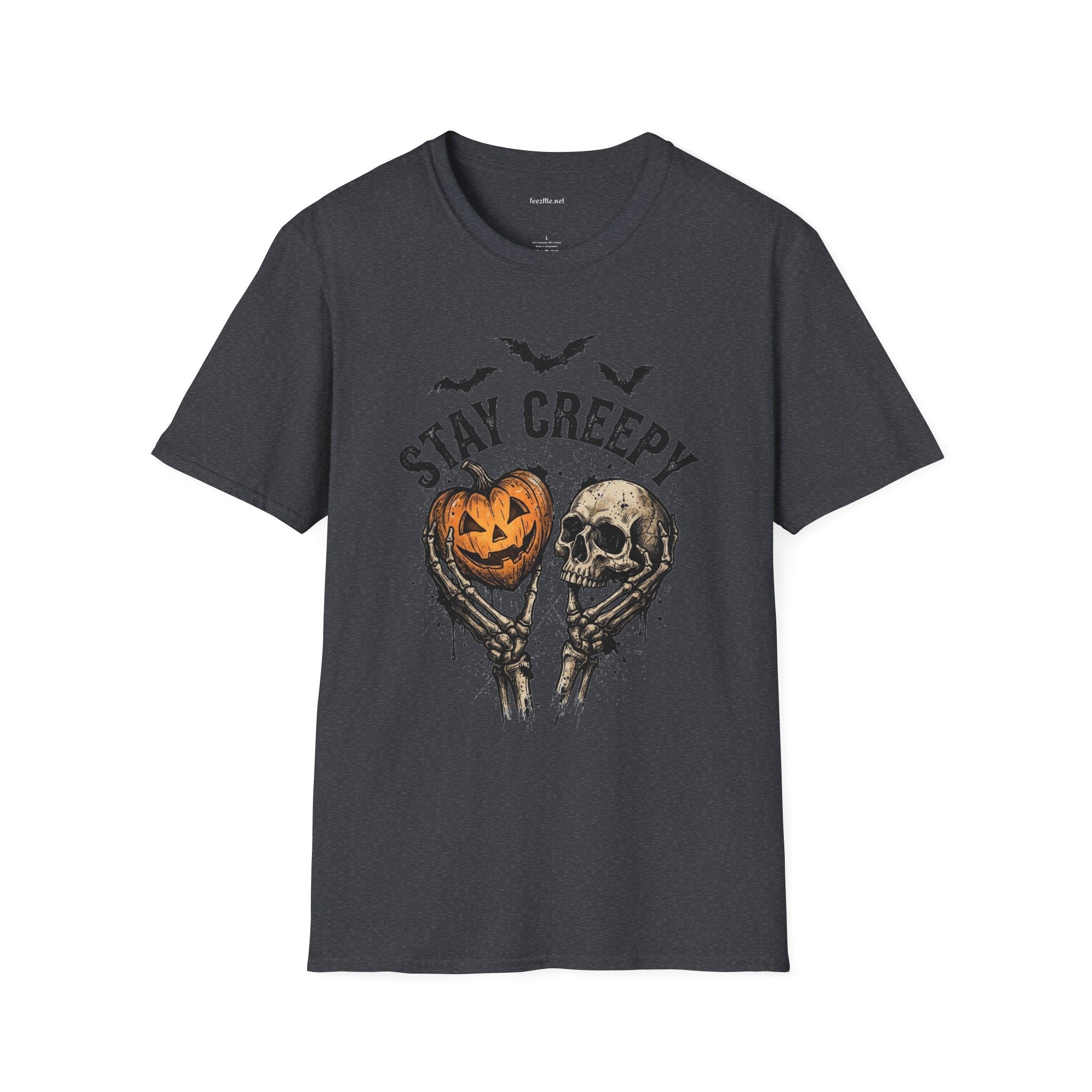 Stay Creepy Halloween T-Shirt — Pumpkin & Skull Spooky Graphic Tee