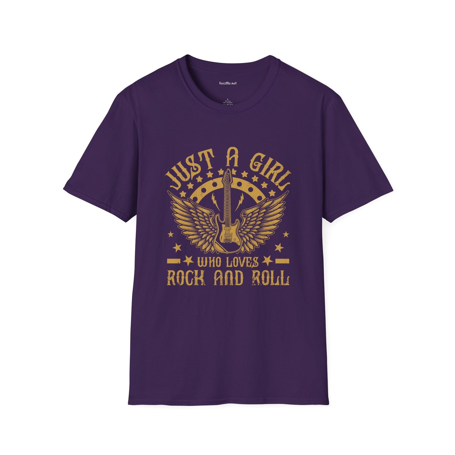 Just a Girl Who Loves Rock N Roll - Unisex Softstyle T-Shirt 100% Cotton Graphic