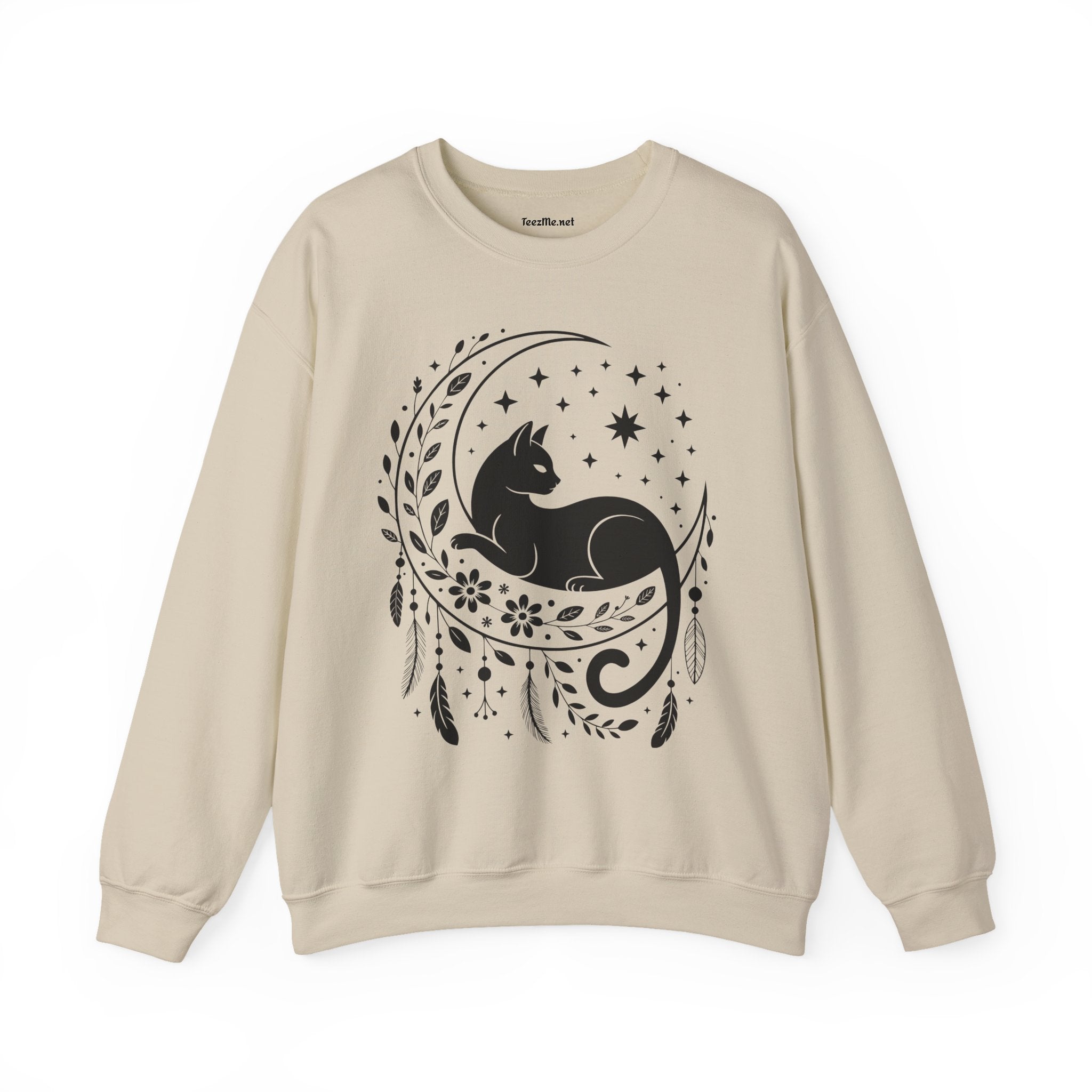Black Cat Moon Silhouette Unisex Heavy Blend™ Crewneck Sweatshirt Graphic