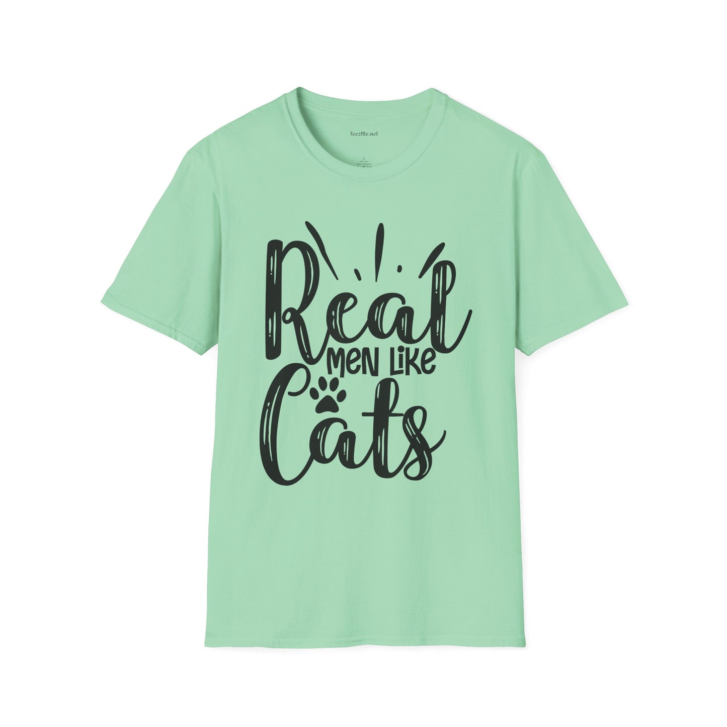 Real Men Like Cats Unisex Soft Style T-Shirt 100% Cotton Graphic