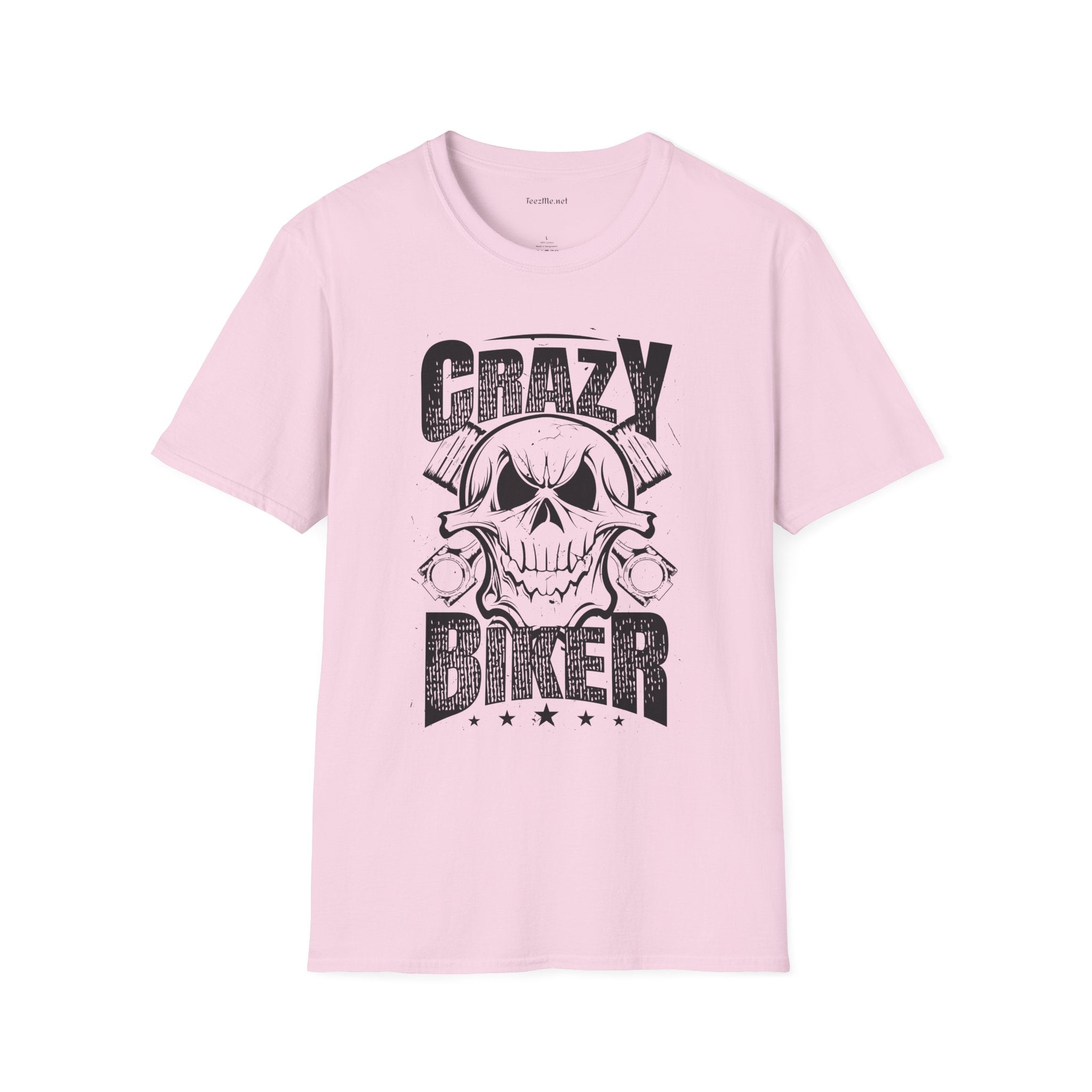Crazy Biker Unisex Softstyle T-Shirt 100% Cotton Graphic