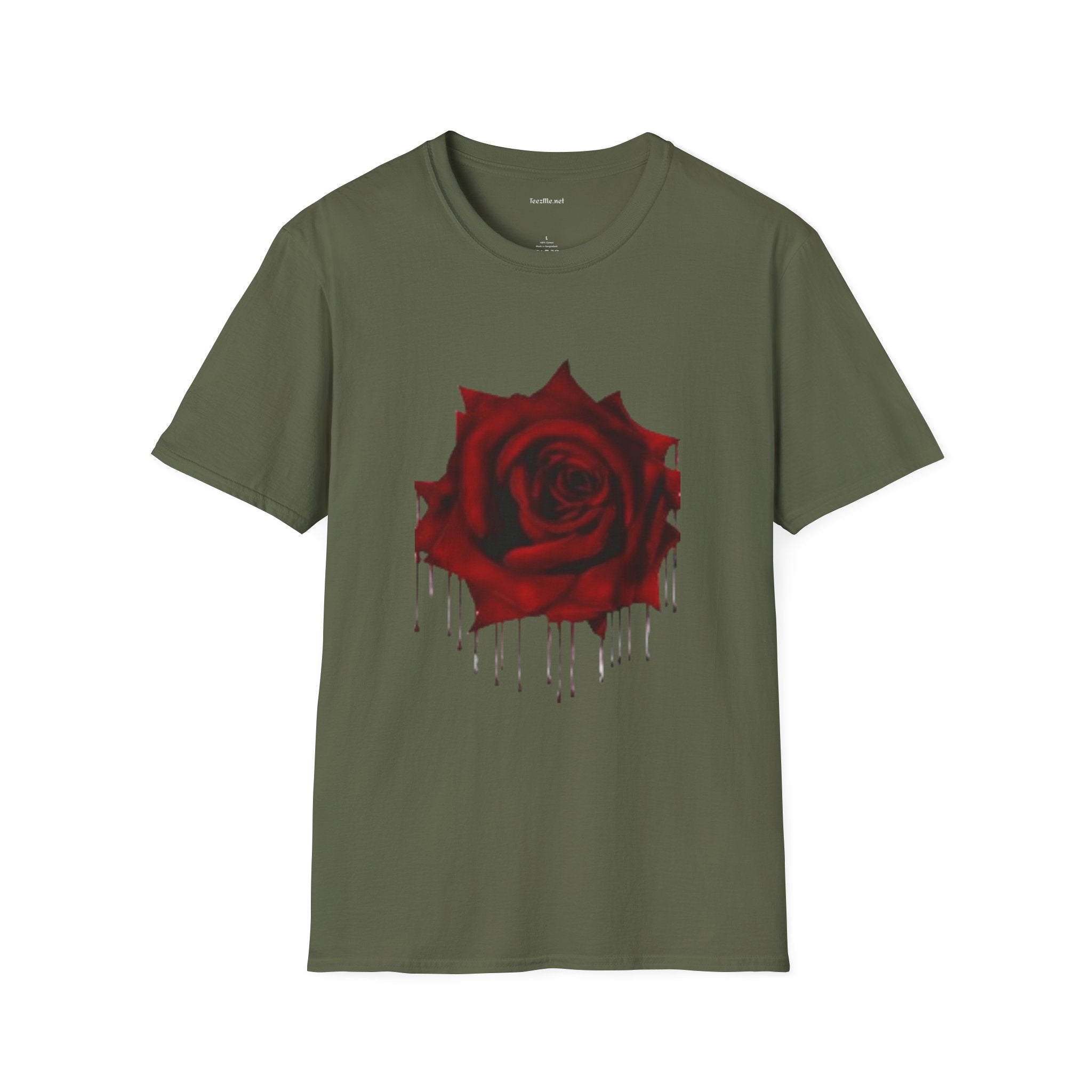 Bleeding Rose Illustration - Unisex Softstyle T-Shirt 100% Cotton Graphic
