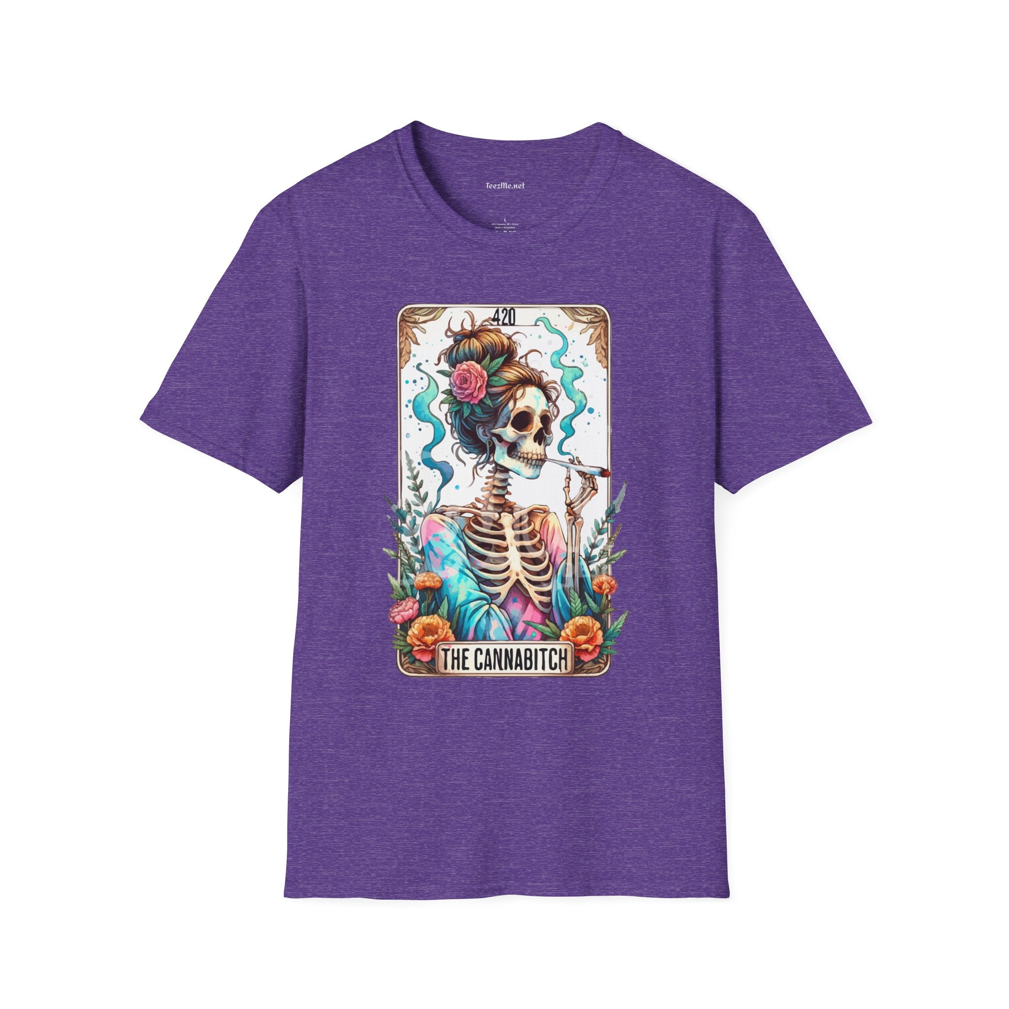 Boho Stoner Skeleton Cannabitch Unisex Softstyle T-Shirt 100% Cotton Graphic