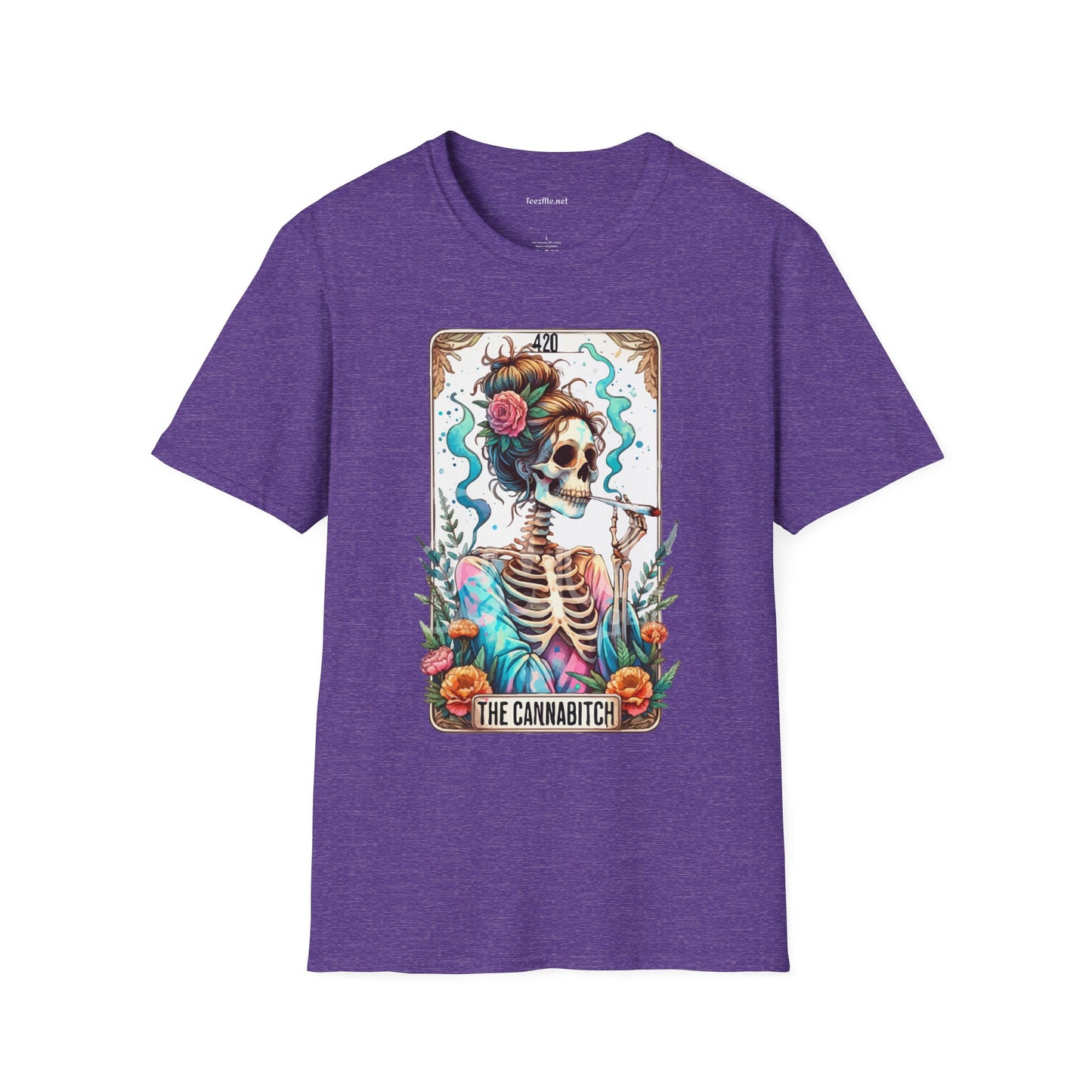 Boho Stoner Skeleton Cannabitch Unisex Softstyle T-Shirt 100% Cotton Graphic