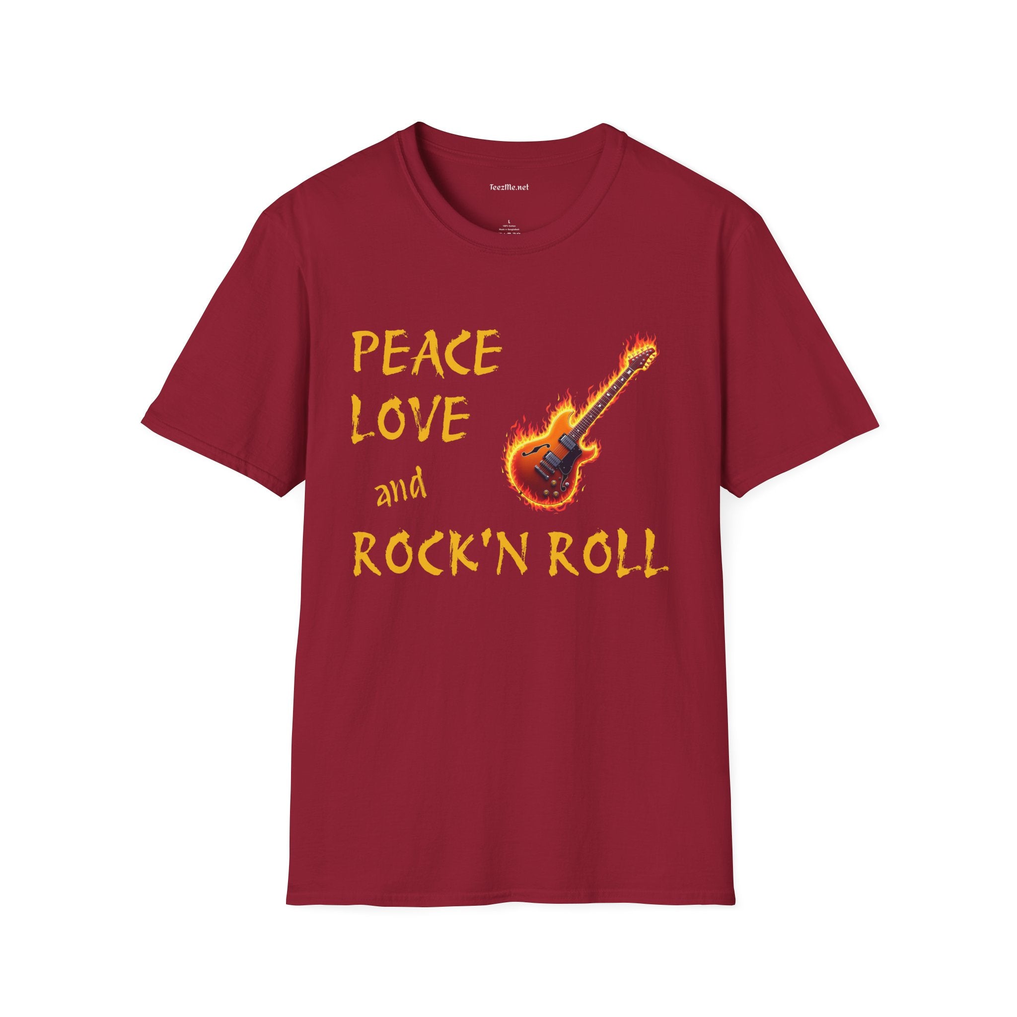 Peace Love and Rock'n Roll - Unisex Softstyle T-Shirt 100% Cotton Graphic