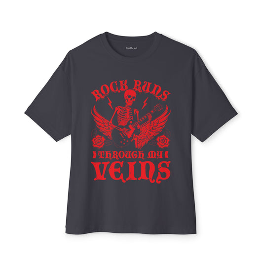 Rock Runs Through My Veins Unisex Oversized Boxy Tee