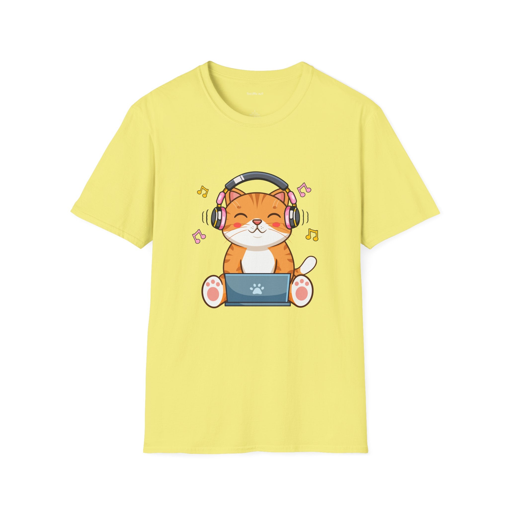 Cat with Headphones T-Shirt — Cute Music Kitty Tee