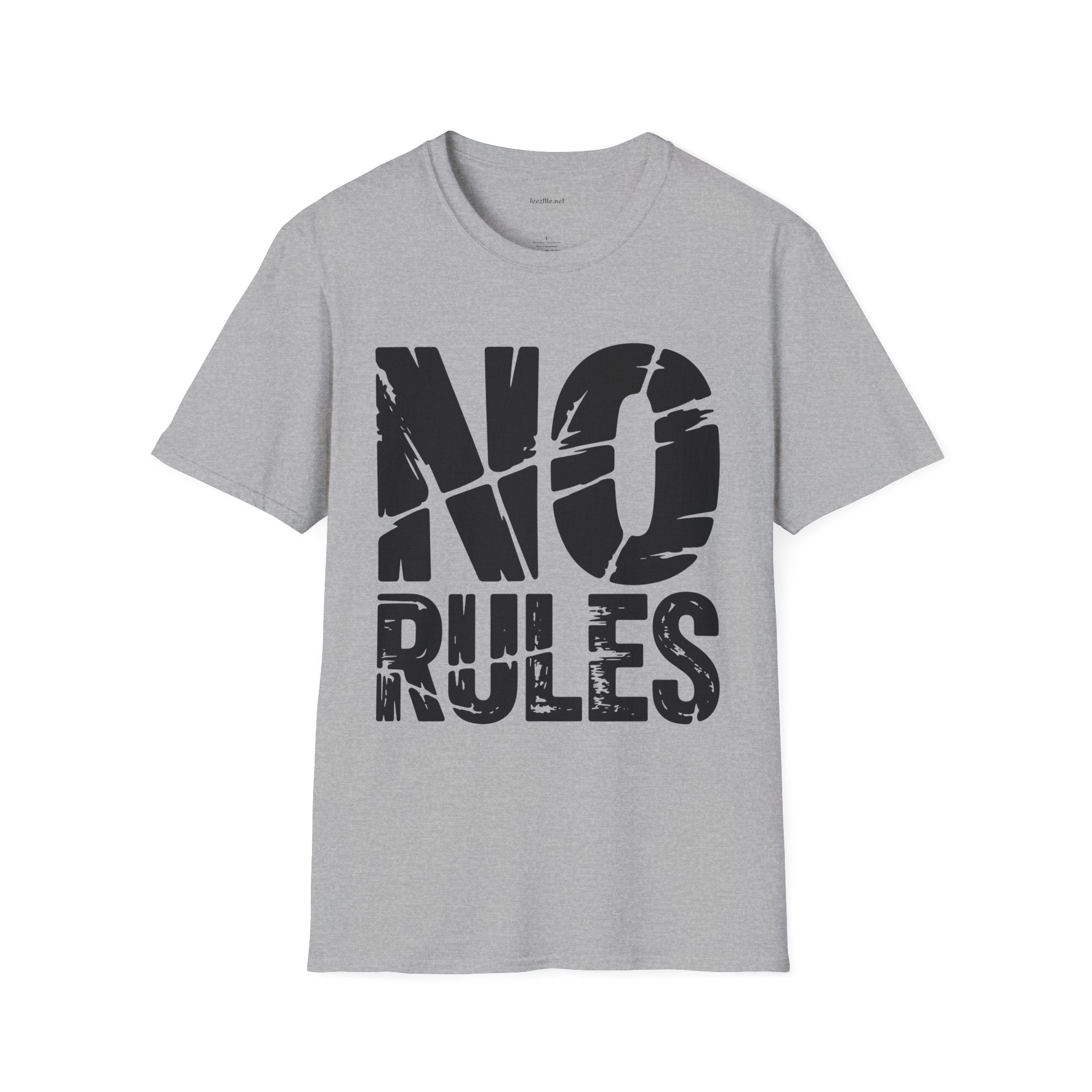 T-Shirt — "NO RULES" Bold Graphic Tee (Edgy Streetwear, Rebellious Statement Shirt)