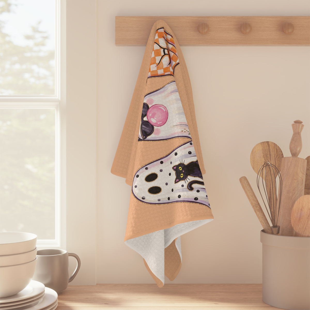 Halloween Ghost Trio Microfiber Tea Towel – Cute Spooky Kitchen Decor