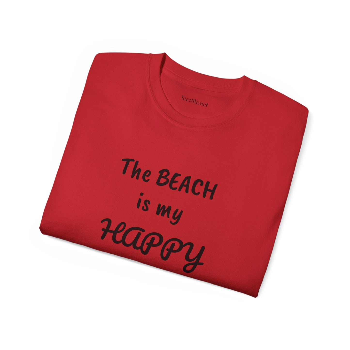 The BEACH is my Happy Place - Unisex Ultra Cotton Tee 100% Cotton Graphic