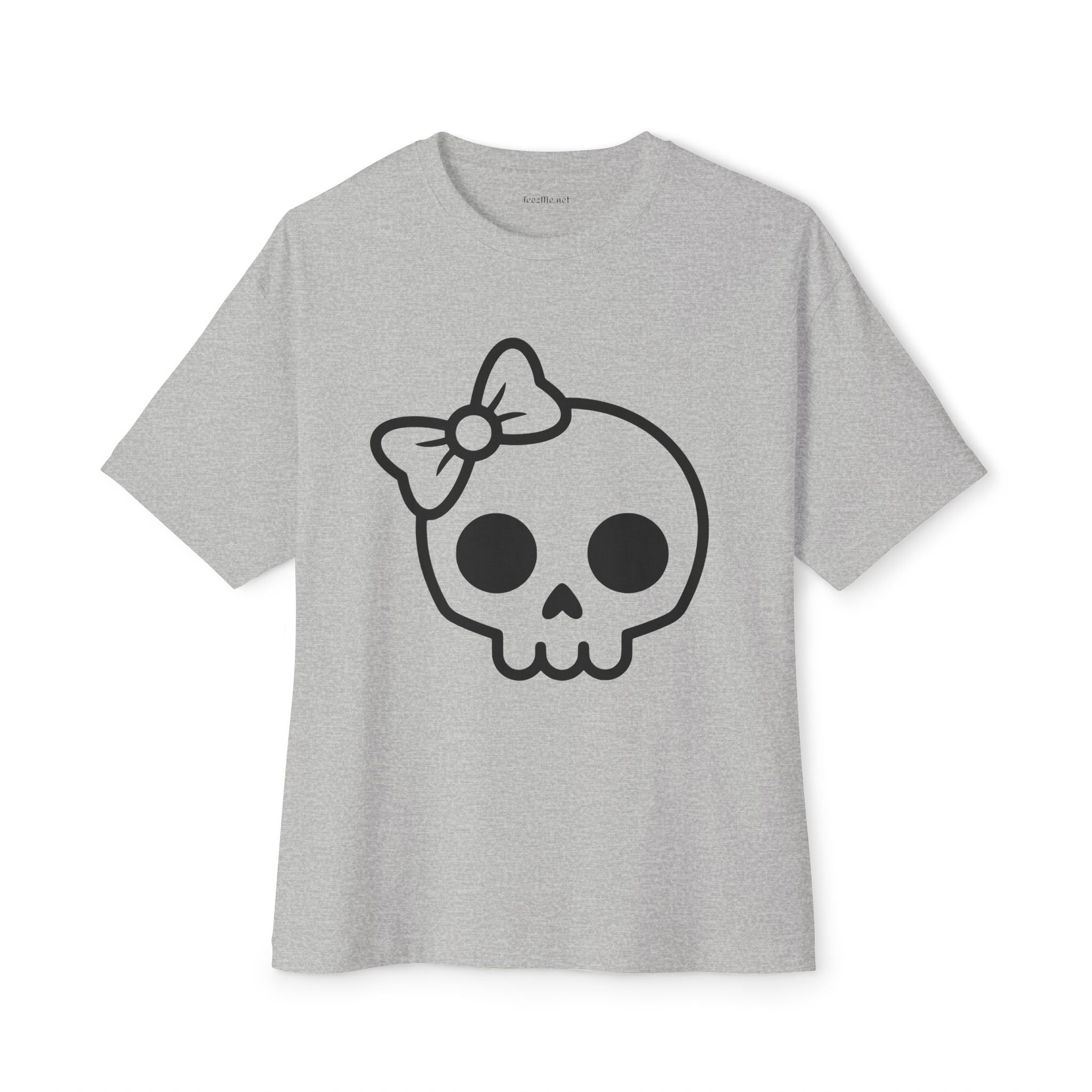 Skull with Bow Tee — Cute Gothic Oversized T-Shirt
