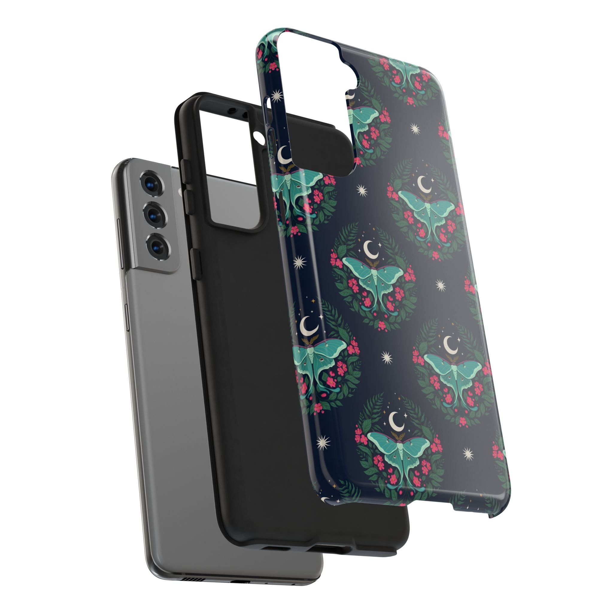 Moon Moth Tough Phone Case — Botanical Nightscape Protective Cover