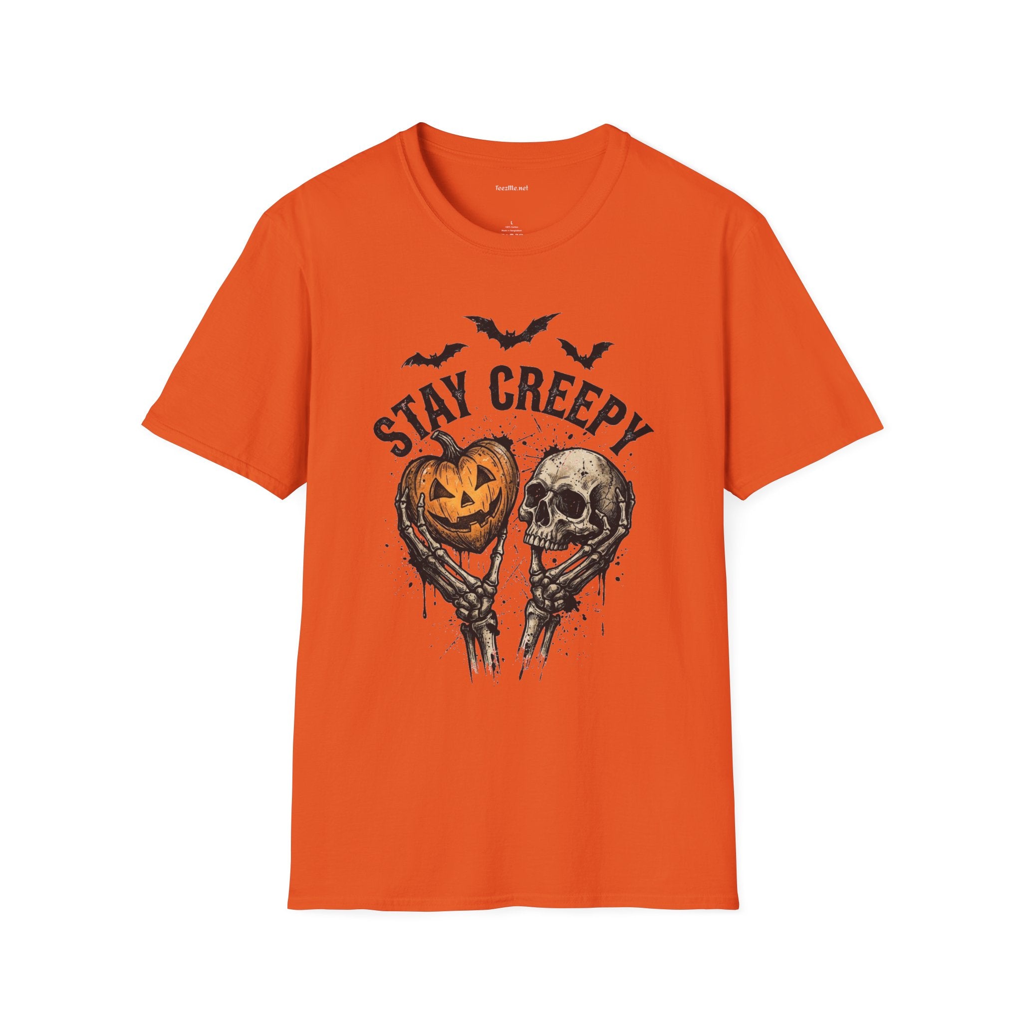 Stay Creepy Halloween T-Shirt — Pumpkin & Skull Spooky Graphic Tee
