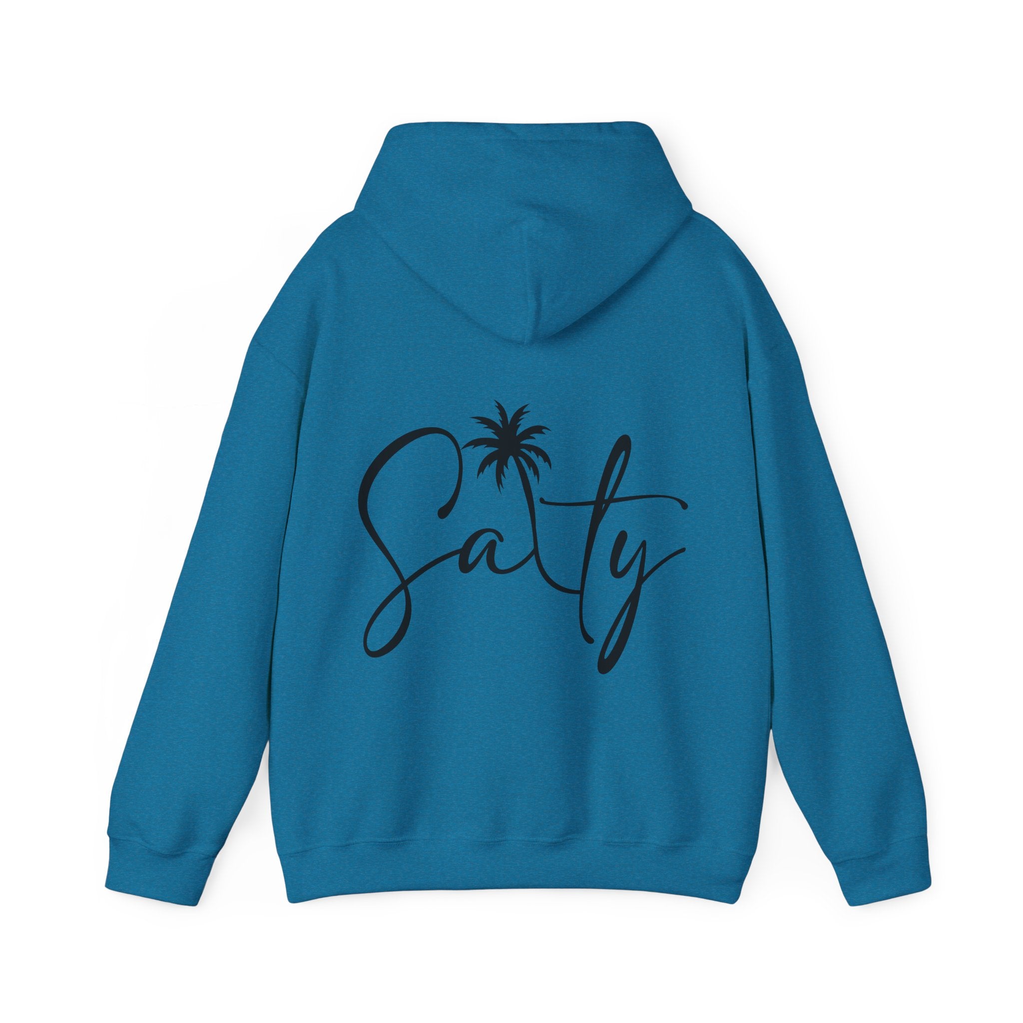 Salty Palm Hoodie — Coastal Script Beach Sweatshirt