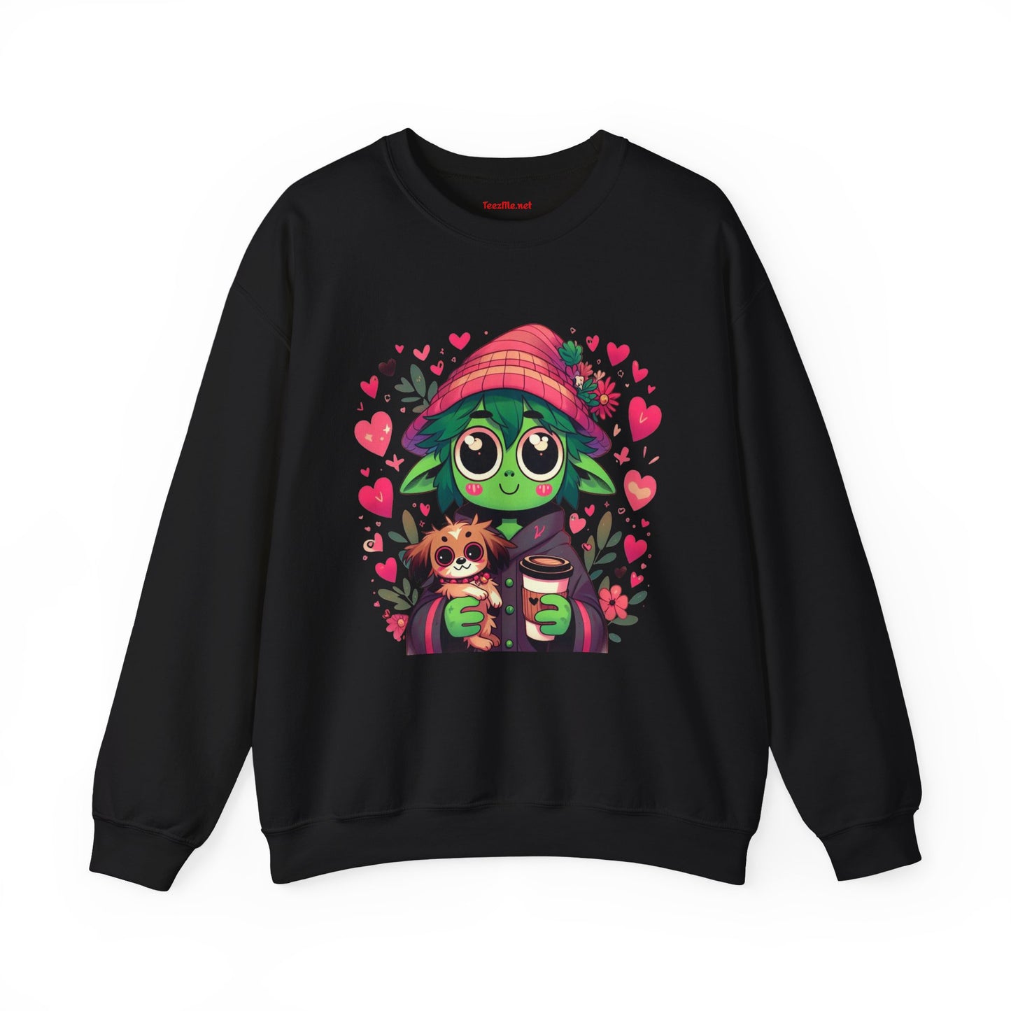 Cute Alien with Hearts Unisex Heavy Blend™ Crewneck Sweatshirt