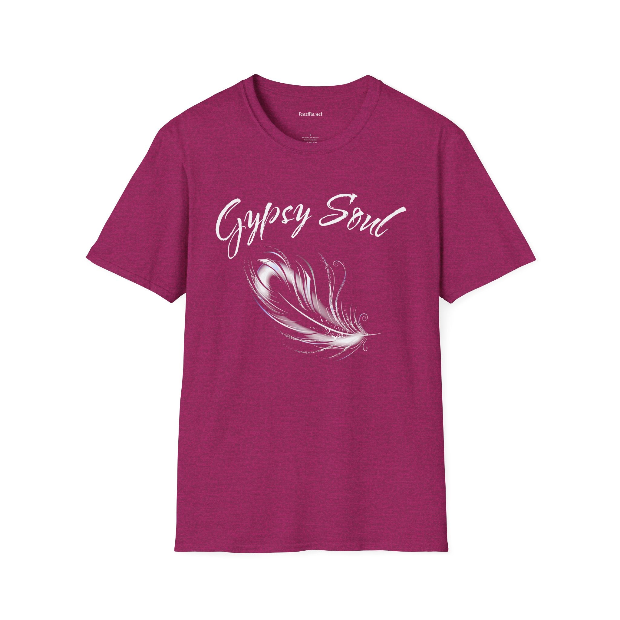 Gypsy Soul with Feather Unisex Softstyle T-Shirt 100% Cotton