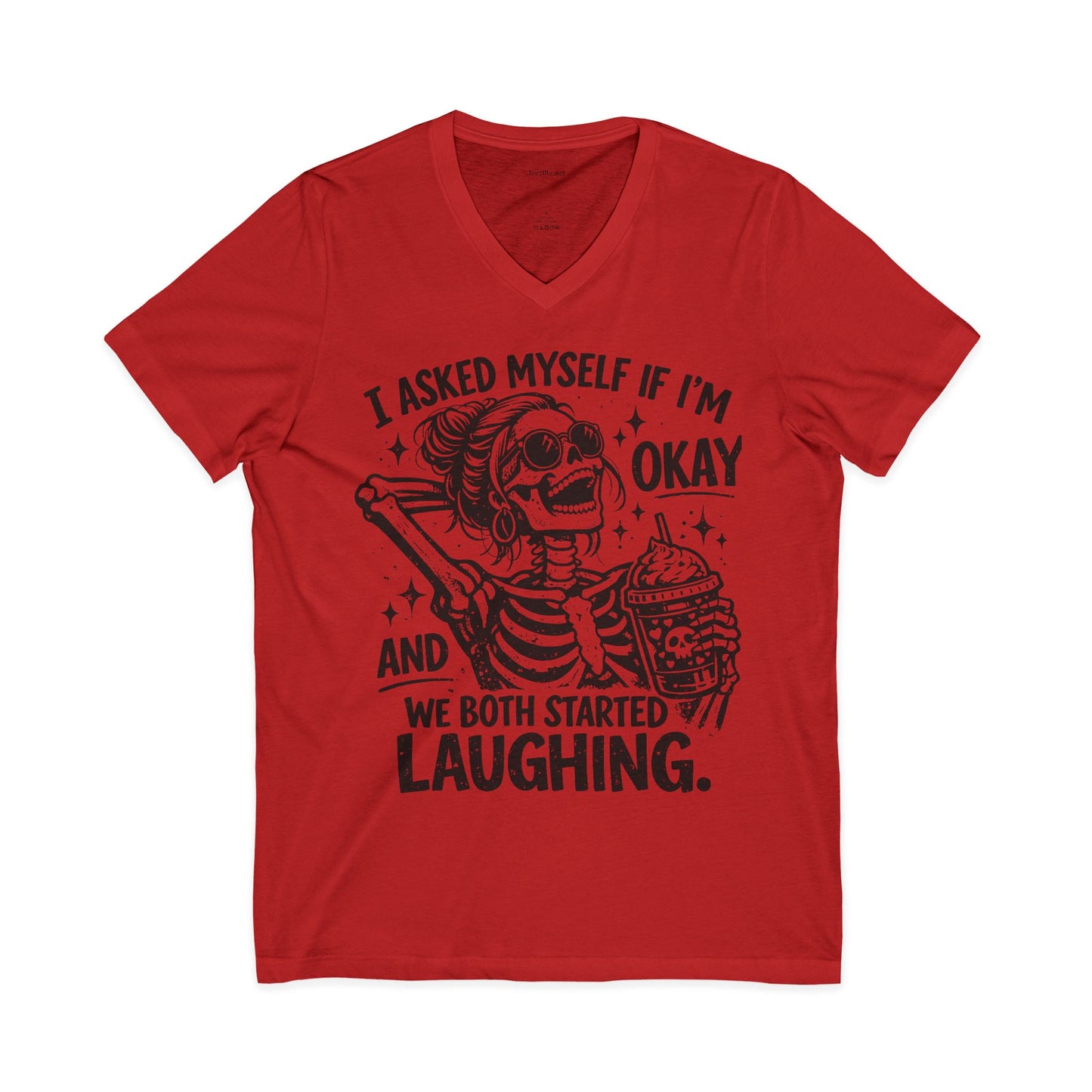 I Asked Myself If 03 Unisex Jersey Short Sleeve V-Neck Tee