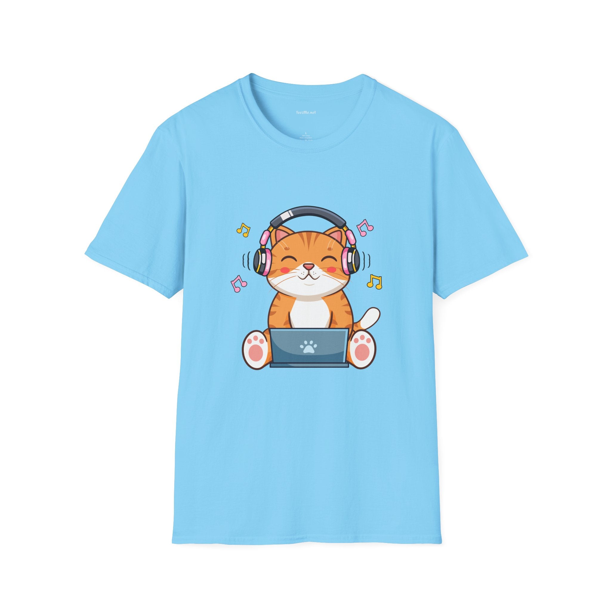 Cat with Headphones T-Shirt — Cute Music Kitty Tee
